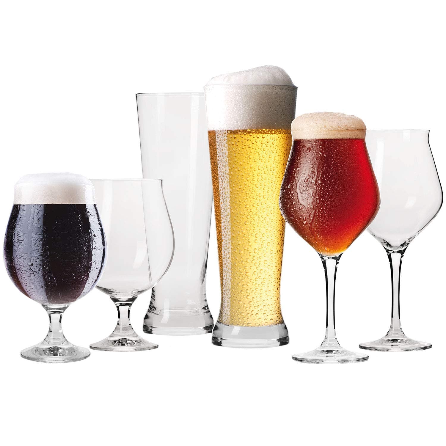 Krosno Beer Glass Set: 2x 14.2 oz, 4x 16.9 oz, Craft Pilsner Ale IPA