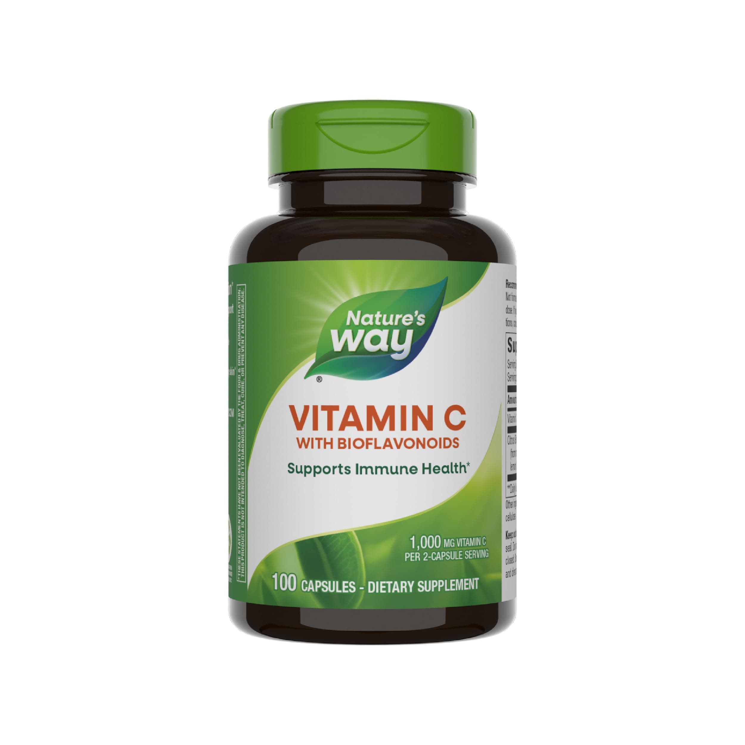 Nature's Way High Potency Vitamin C with Bioflavonoids, 1,000 mg per 2-Capsule Serving, Immune Support, Collagen Promoti