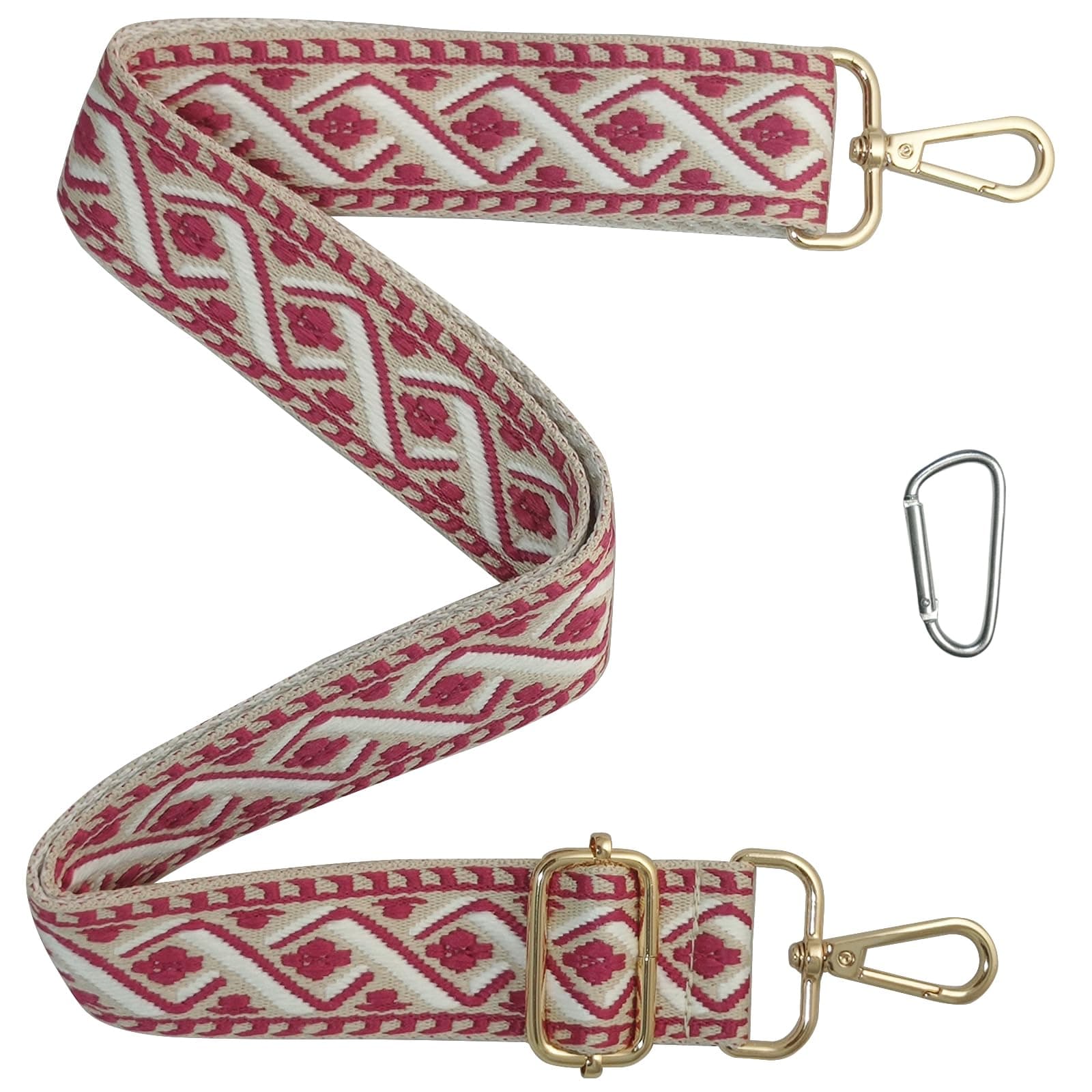 Retro Rose Red Jacquard Embroidery Adjustable Shoulder Bag Strap (R4127)