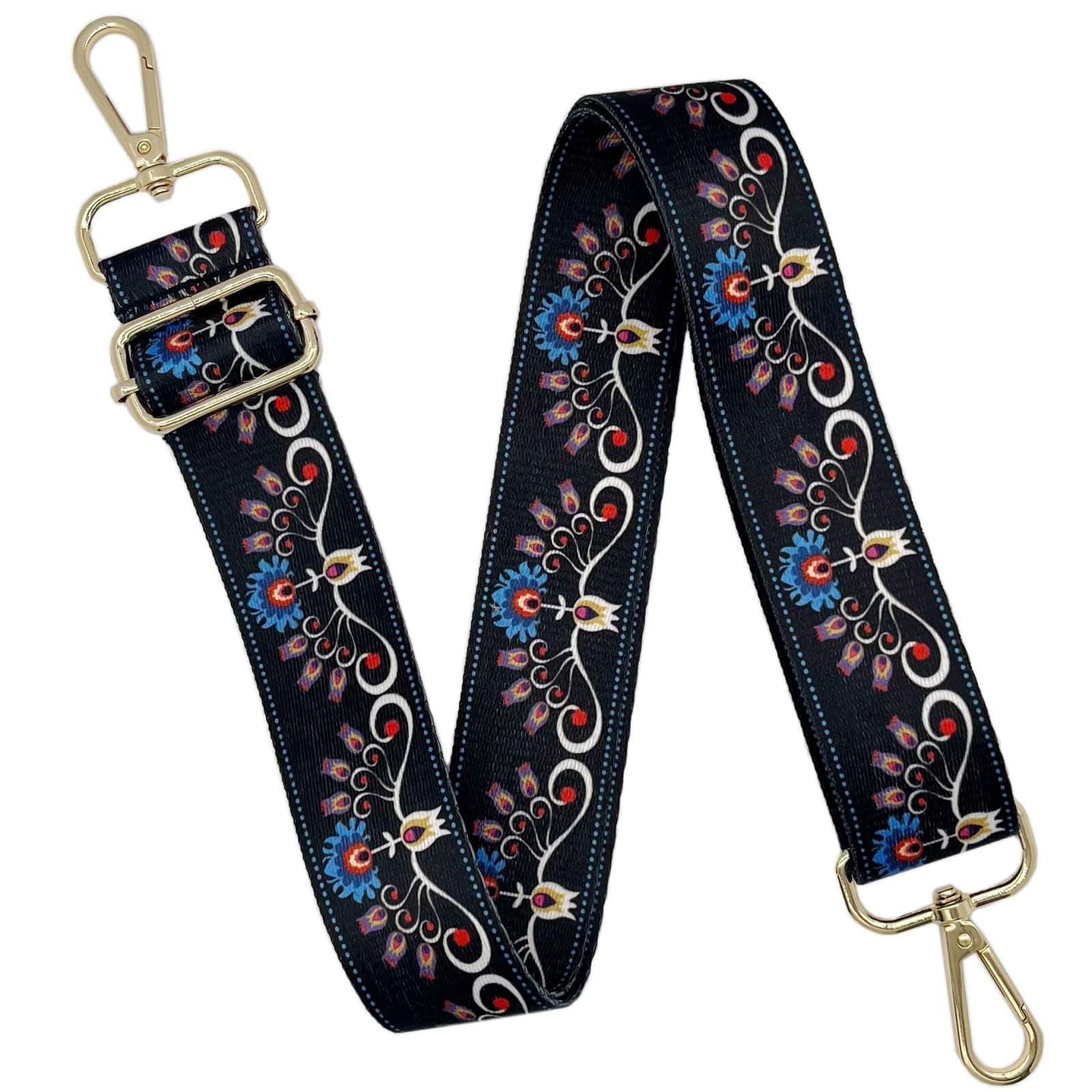 Adjustable Canvas Purse Strap with Gold Metal Buckle
