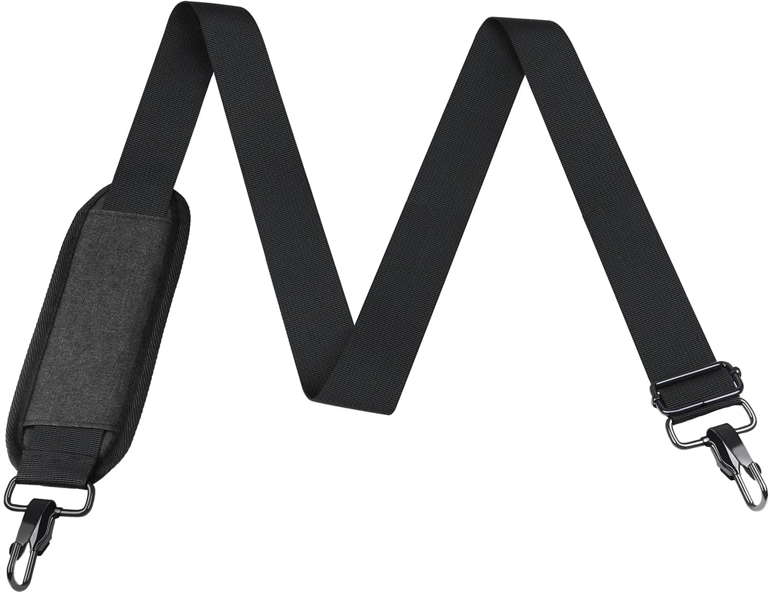 BOOEUDI 56-inch Thick Soft Adjustable Shoulder Strap, Black