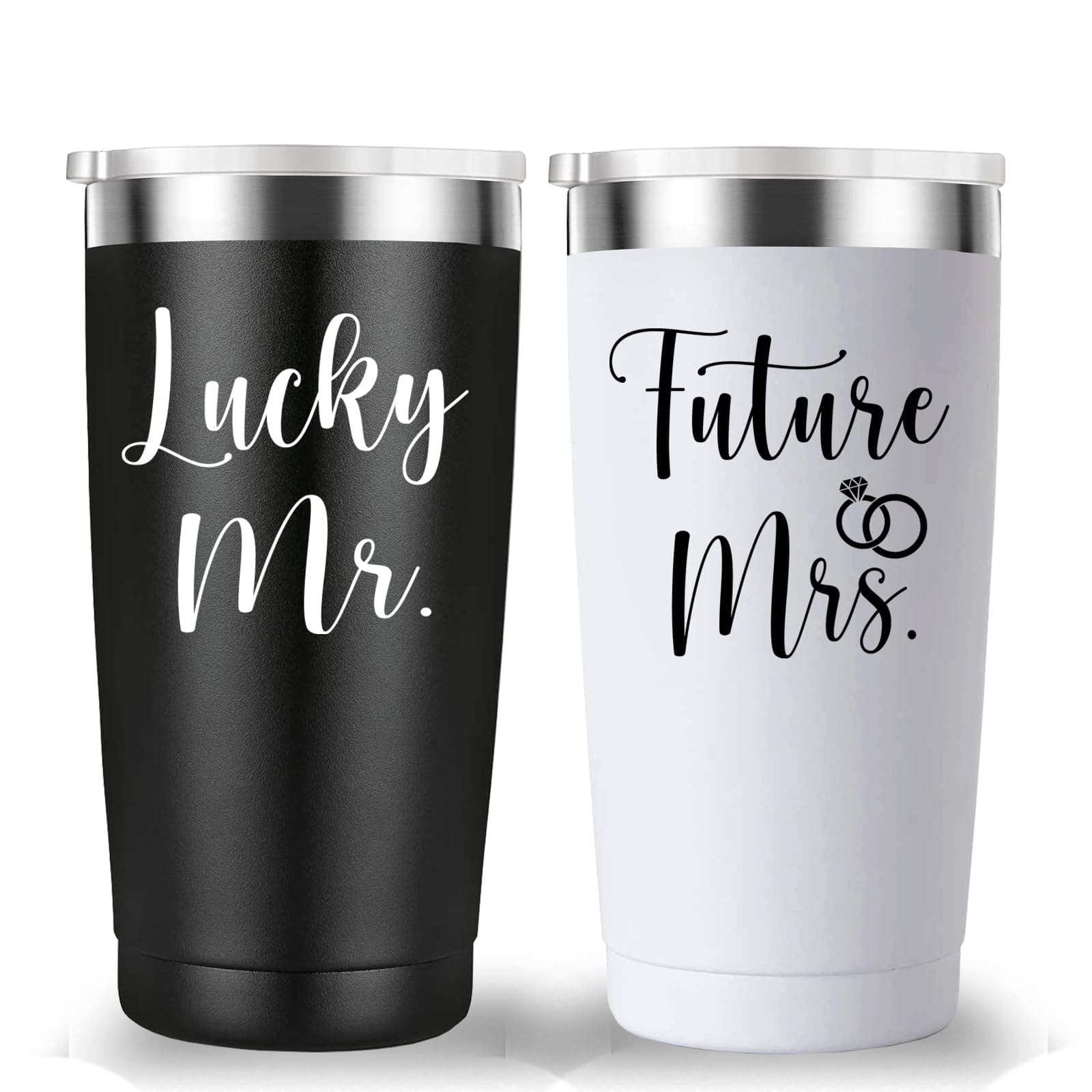 Future Mrs Travel Mug Tumbler for Newly Engaged Couples (20oz Black&White)
