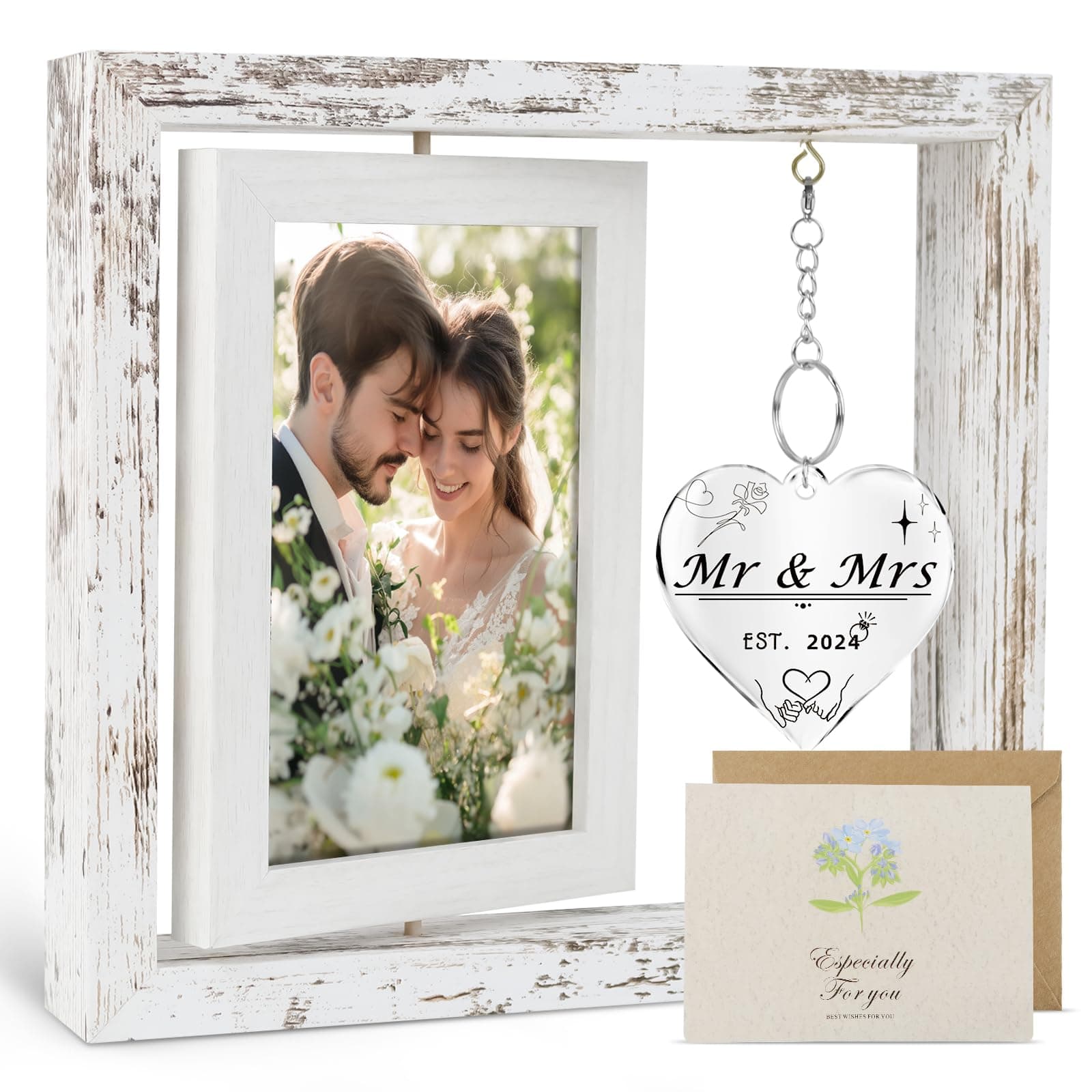 Personalized Mr & Mrs Rotating Floating Picture Frame 4x6
