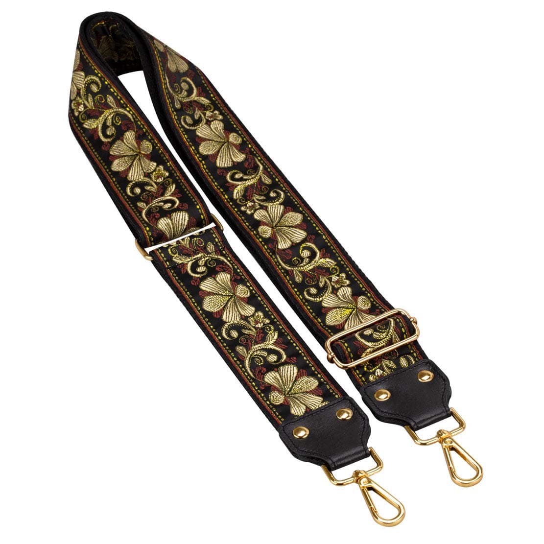 Vintage Flower Adjustable Crossbody Purse Guitar Style Jacquard Woven Handbag Strap