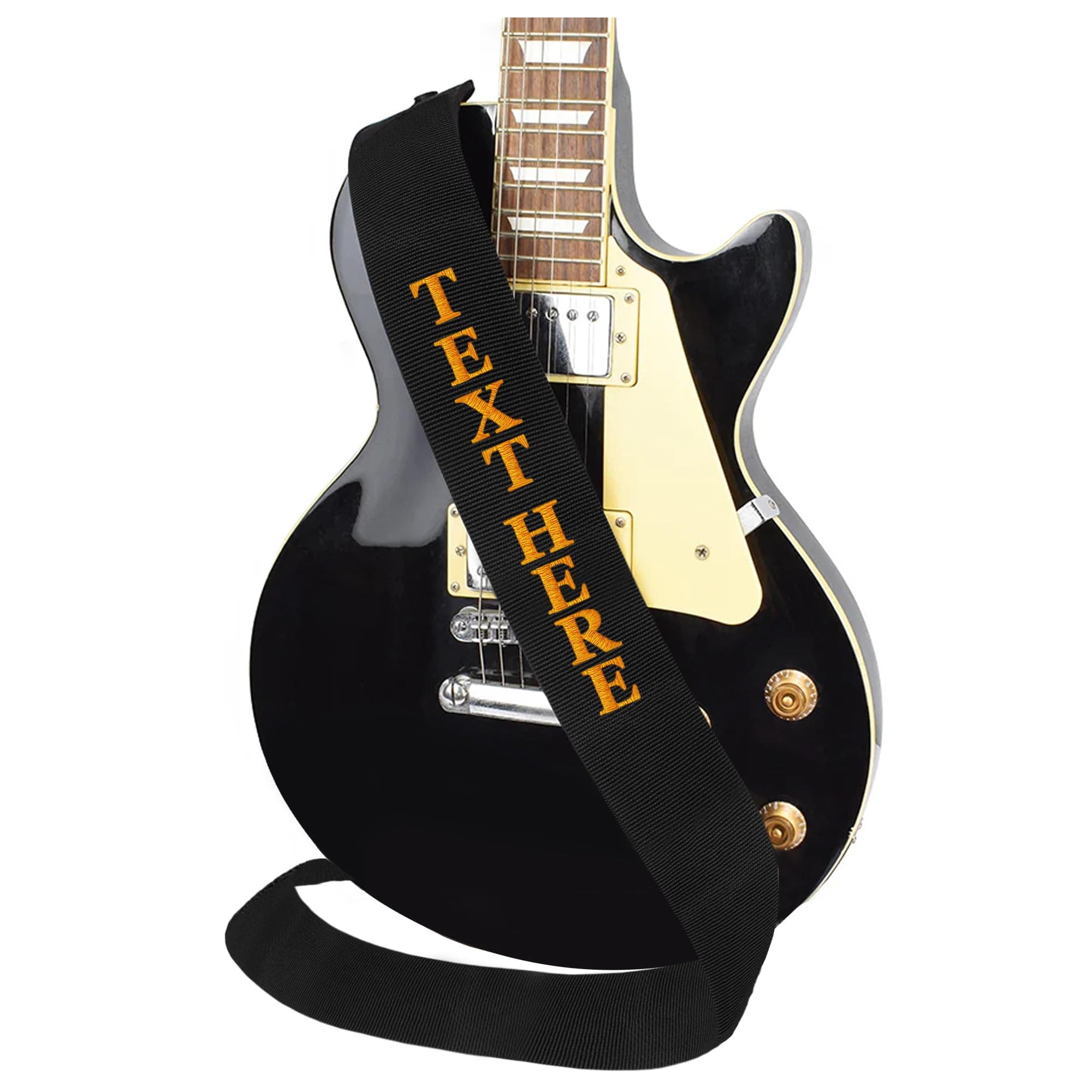 Art Tribute Custom Embroidered 3" Wide Guitar Strap for Bass, Electric & Acoustic - Black