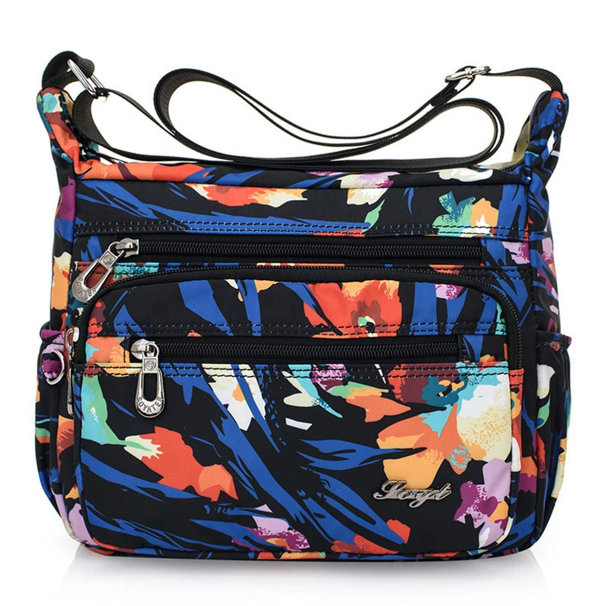 Nawoshow Nylon Floral Multi-Pocket Crossbody Travel Bag for Women