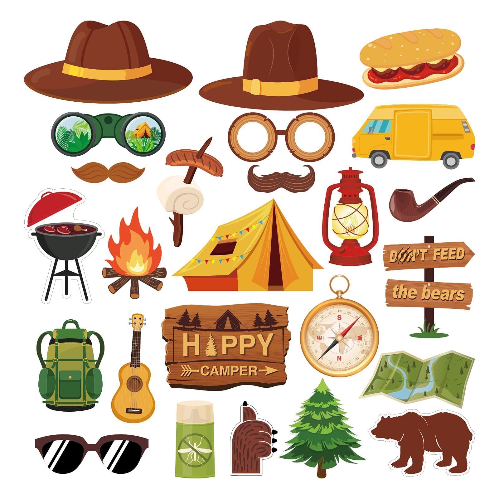 Happy Camper Party Photo Props for Camping & Birthday Parties