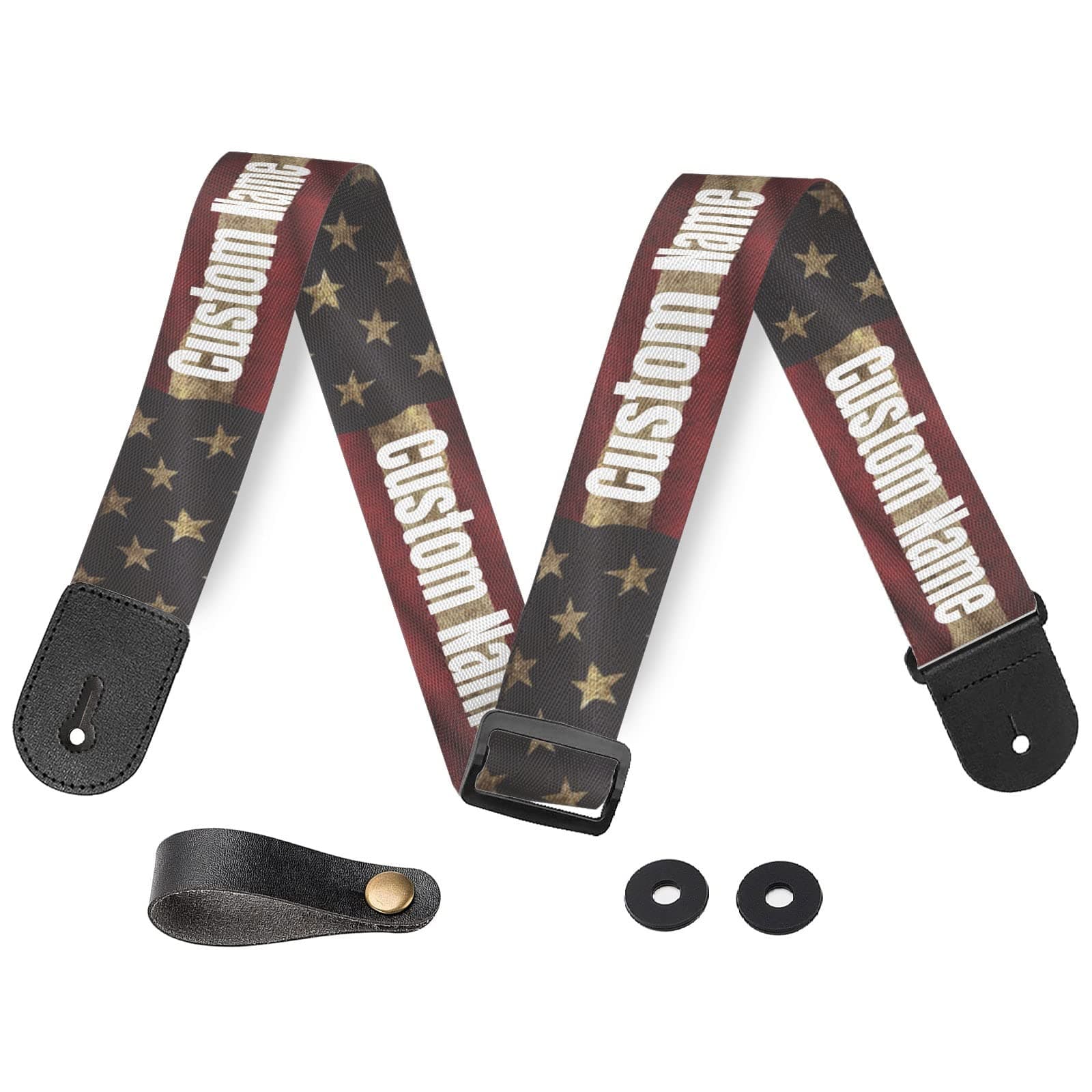 Custom Personalized American Flag Guitar Strap - Bass Electric Acoustic
