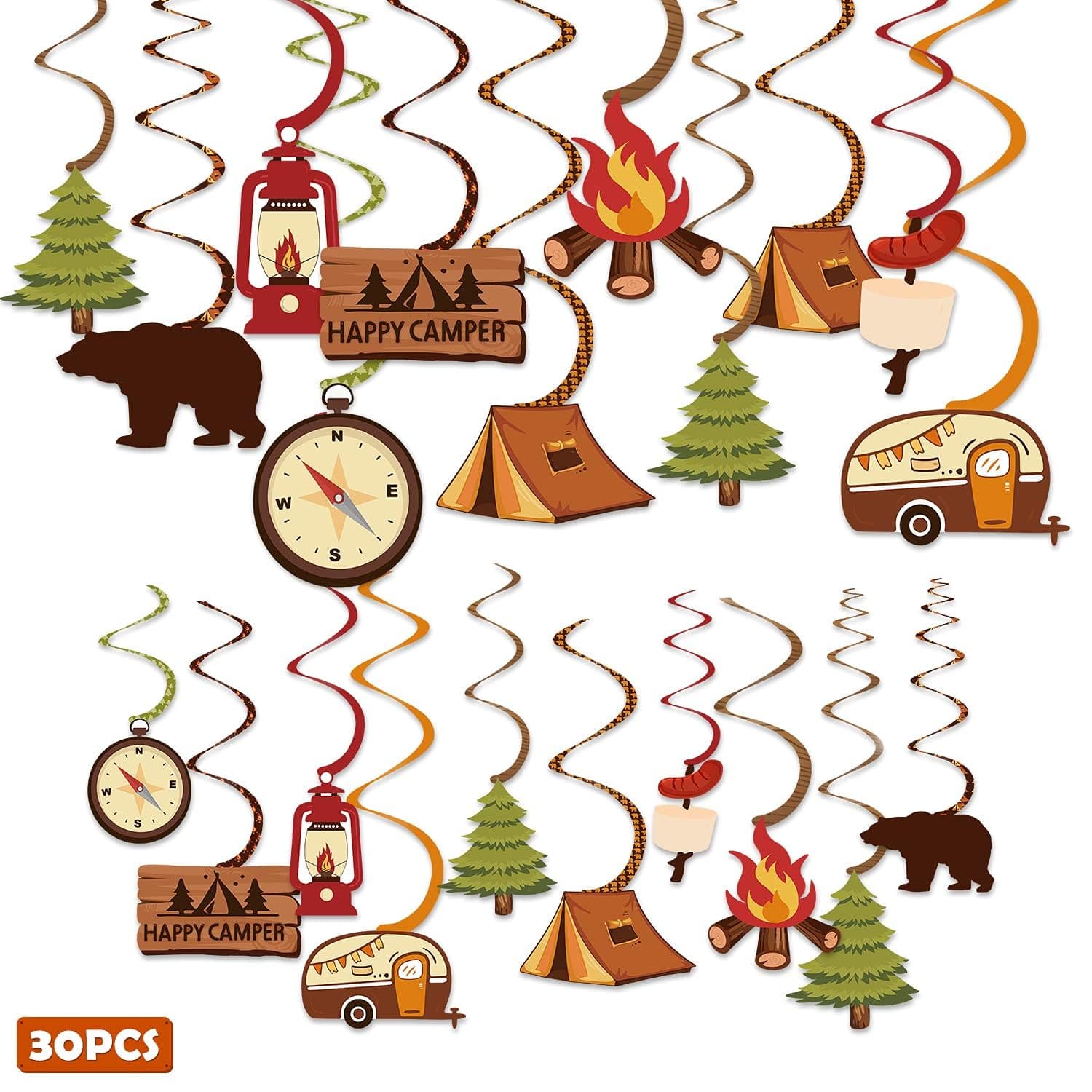 Camping Kids Party Hanging Swirls Decoration