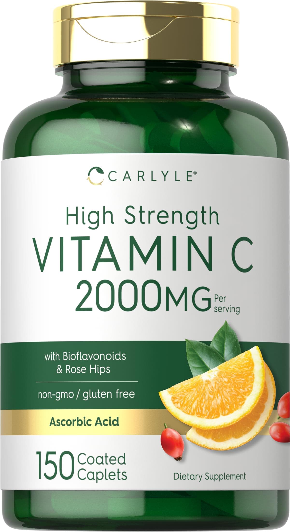 Carlyle Vitamin C 2000mg with Rose Hips Caplets | Vegetarian, Non-GMO, Gluten Free
