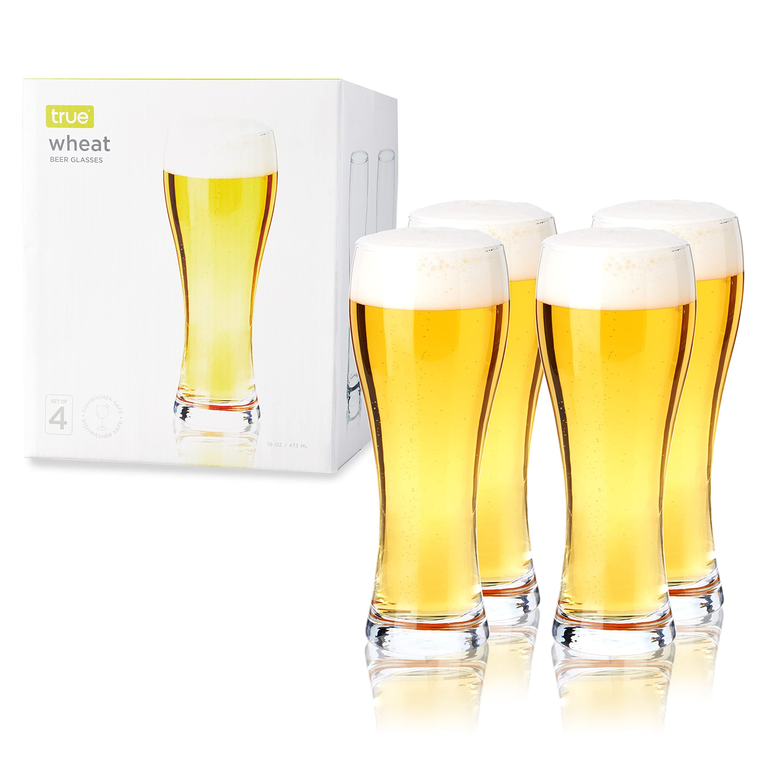 Large Set of 4 Wheat Beer Glasses for Craft Brew Lovers