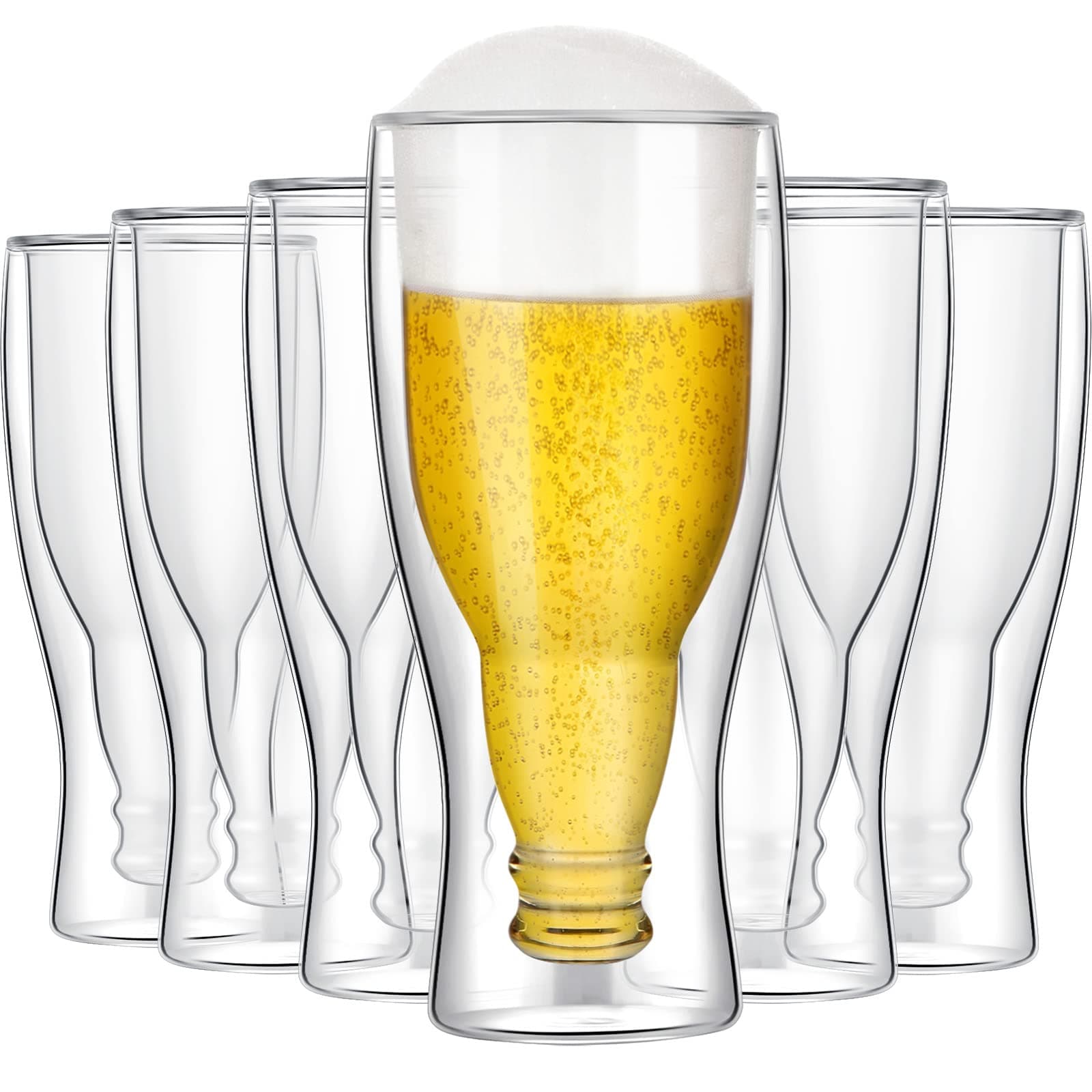 15.5 Oz Double Wall Insulated Beer Glass - Freezable Clear Pub Mug for Beer Lovers