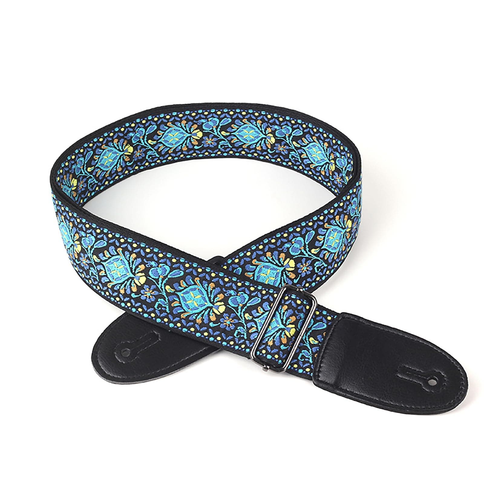 Classic Jacquard Cotton Guitar Strap with Metal Buckle for Bass, Electric, and Acoustic Guitars