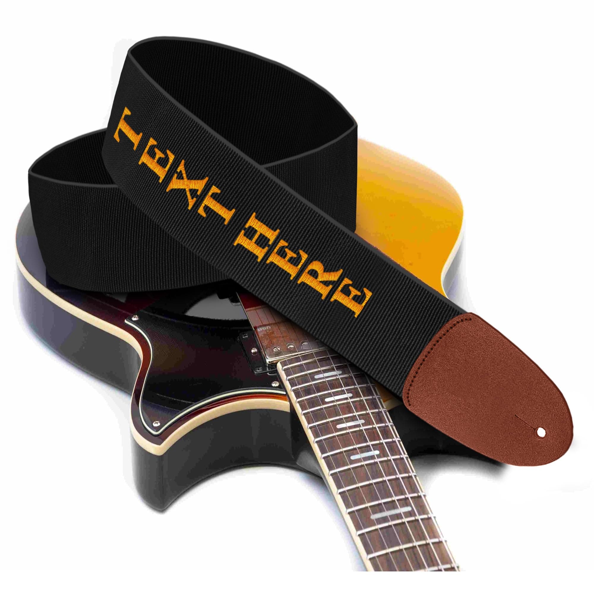 Personalized 2" Guitar Strap for Bass, Electric & Acoustic - Embroidered Name, Best Gift