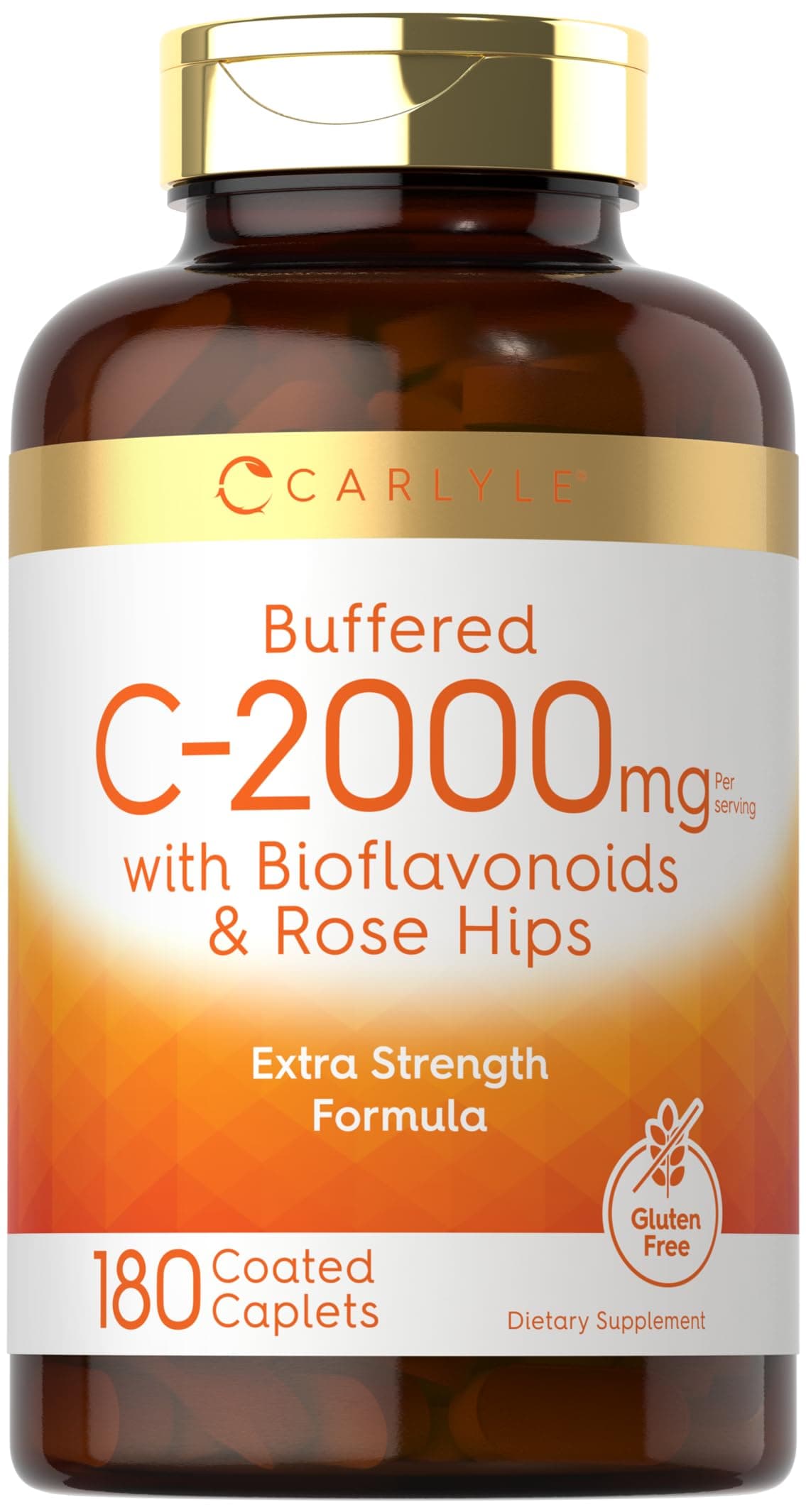 Carlyle Buffered Vitamin C Caplets 2000mg - 180 Count