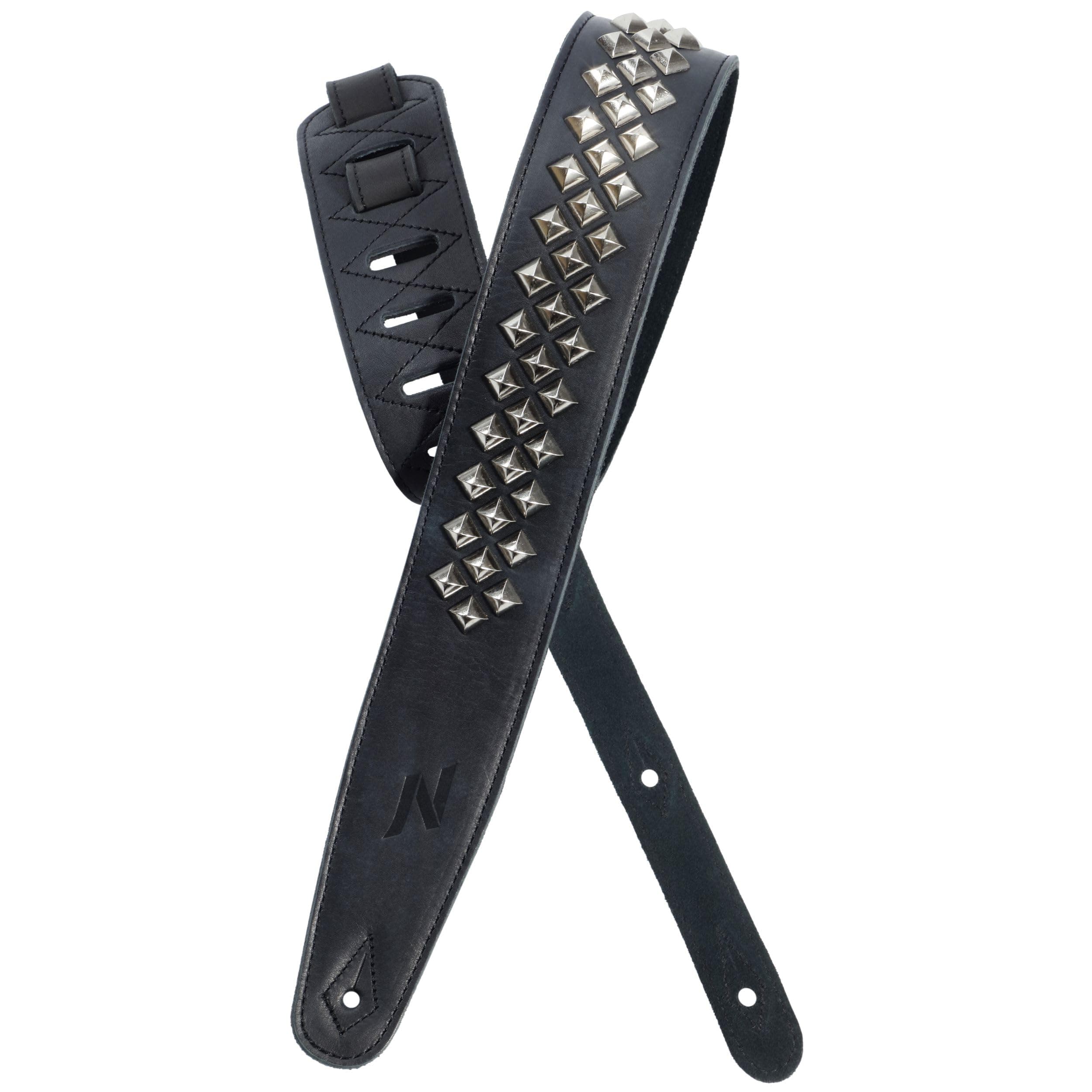 Nefelibata Carbon Black Full Grain Leather Guitar Strap with Foam Padding