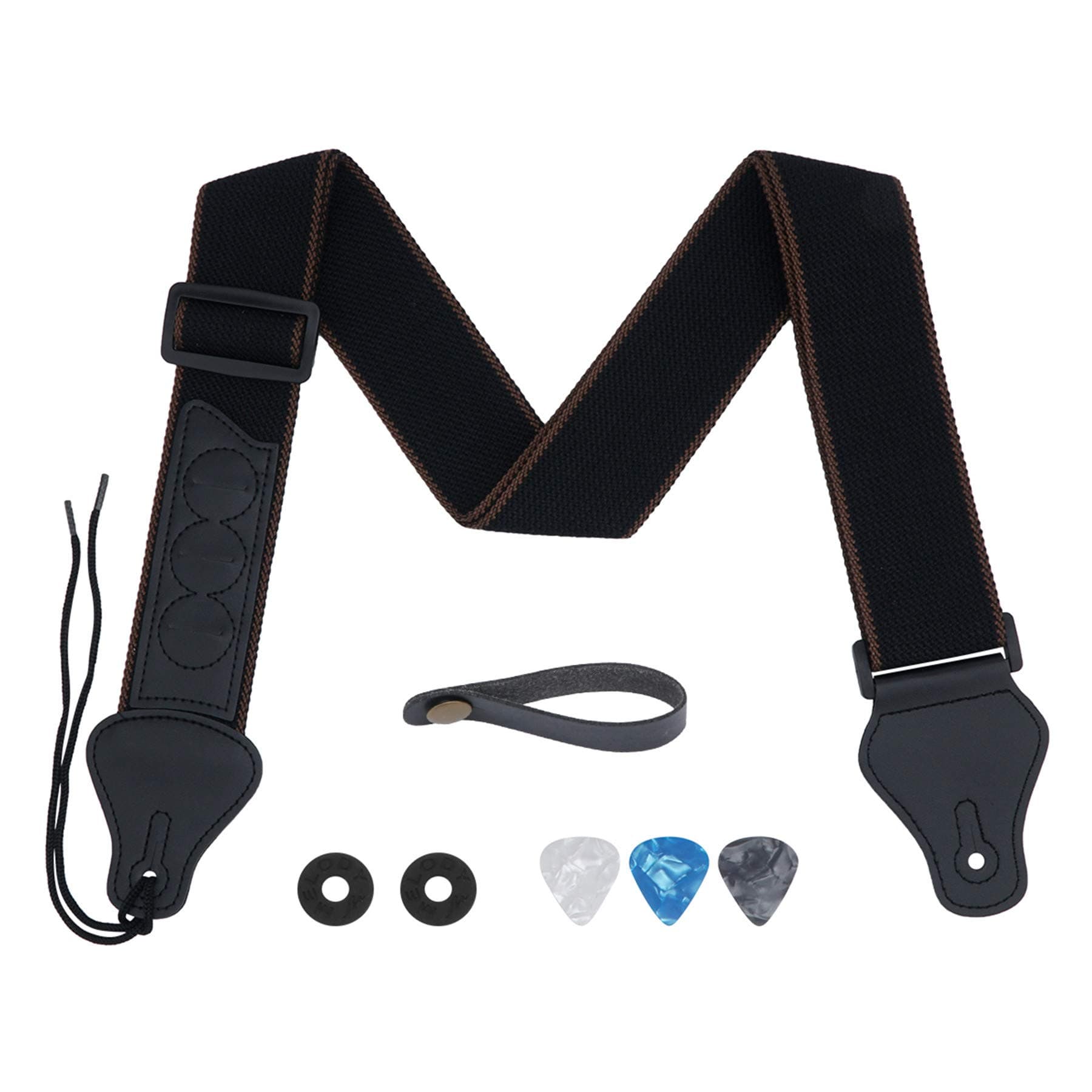 Tifanso Electric/Acoustic Guitar Strap with 3 Pick Holders