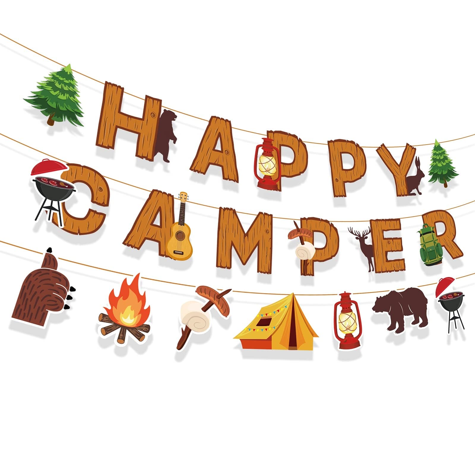 Happy Camper Banner for Campout Theme Party Supplies