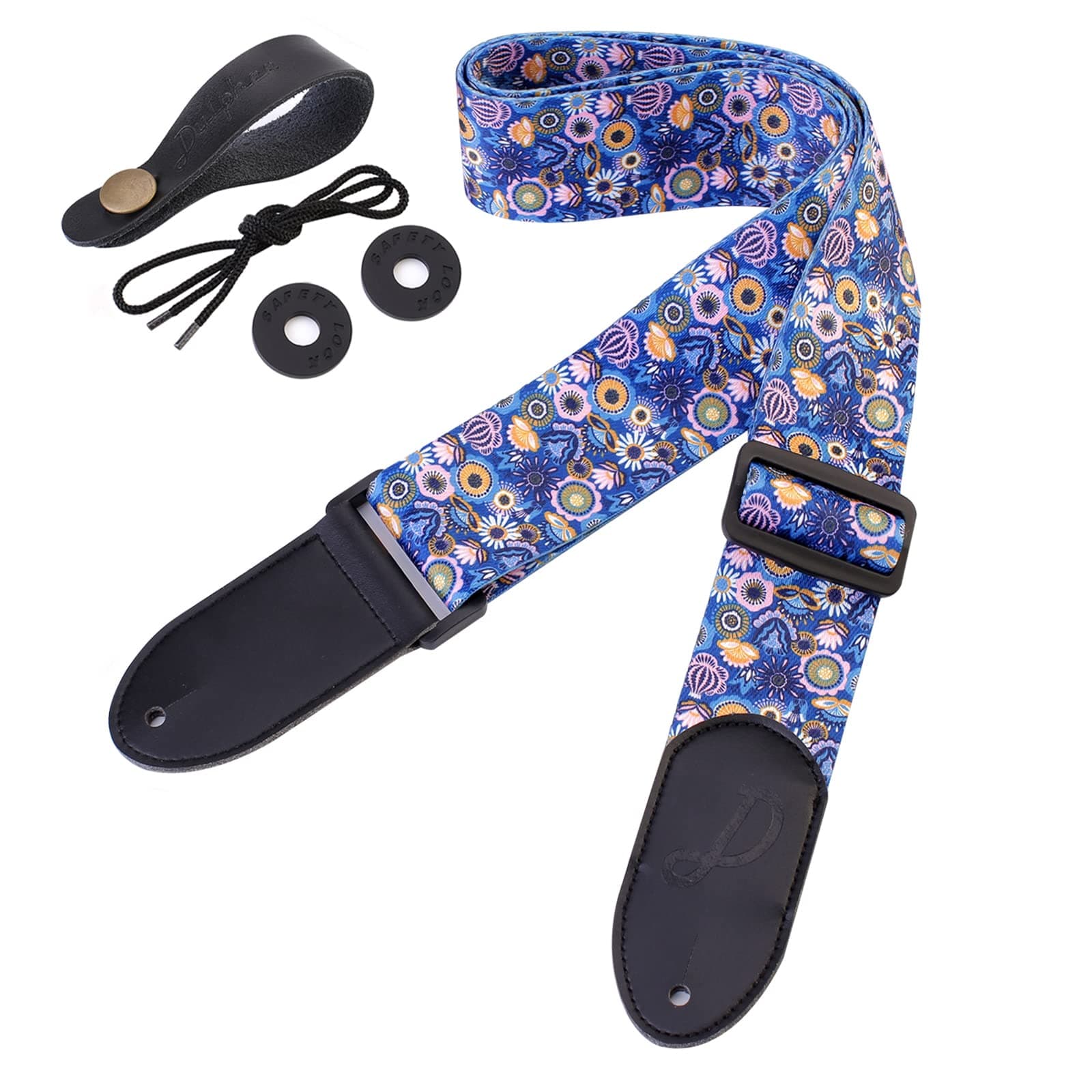 Ultra Comfortable Bass, Electric & Acoustic Guitar Strap with 2 Locks & 1 Button