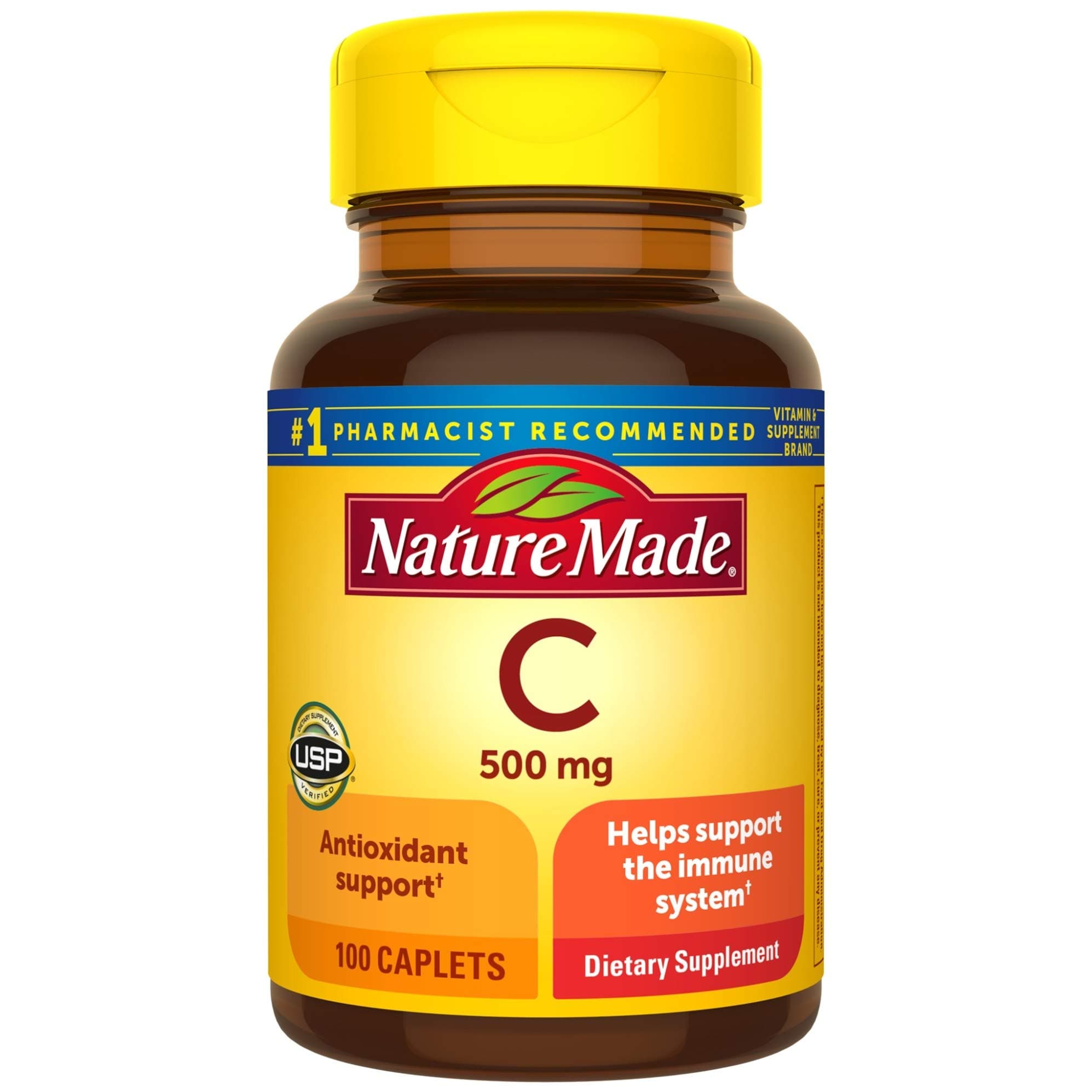 Vitamin C 500 mg Caplets for Immune Support, 100 Count