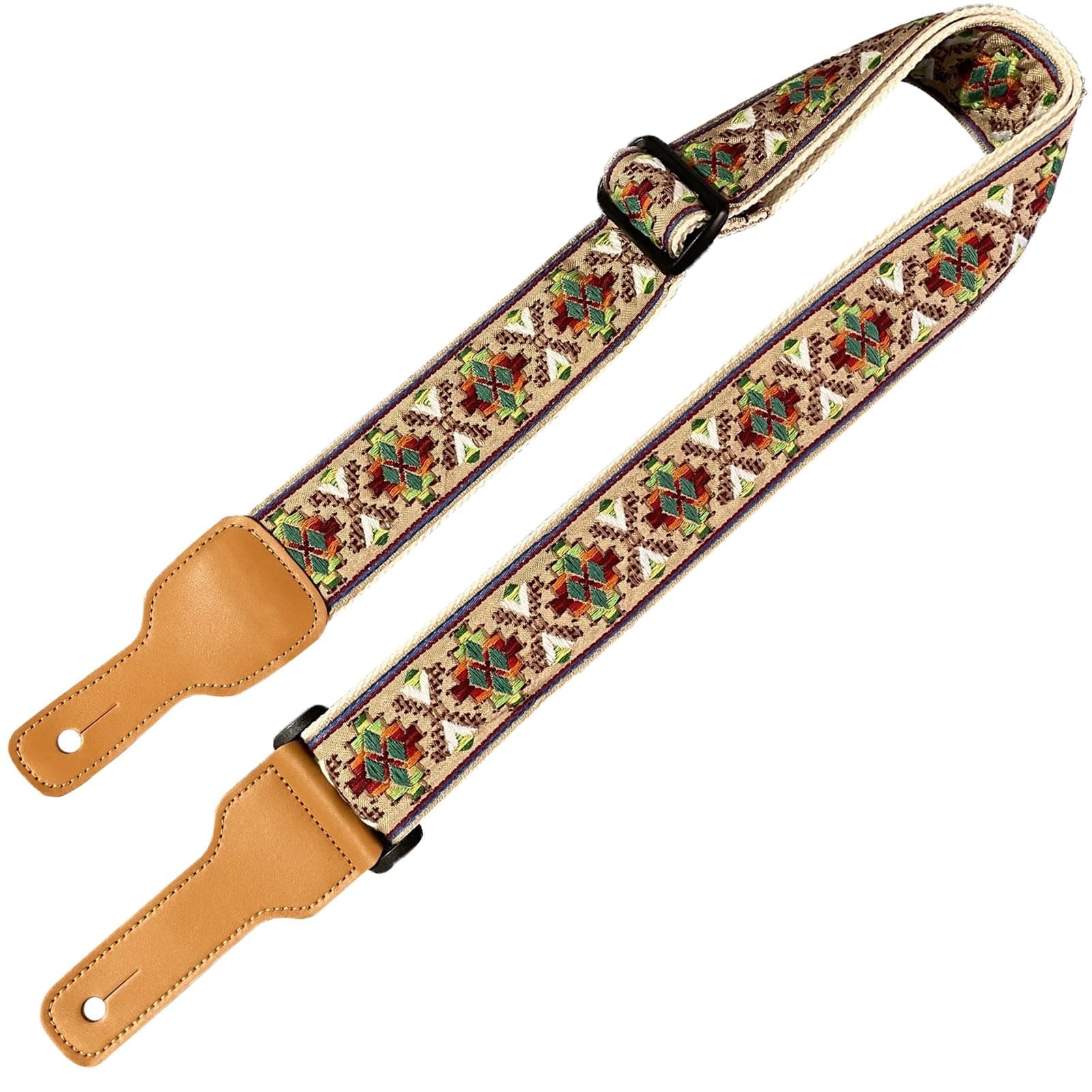 Handmade Jacquard Embroidery Cotton Guitar Strap for Bass, Electric & Acoustic