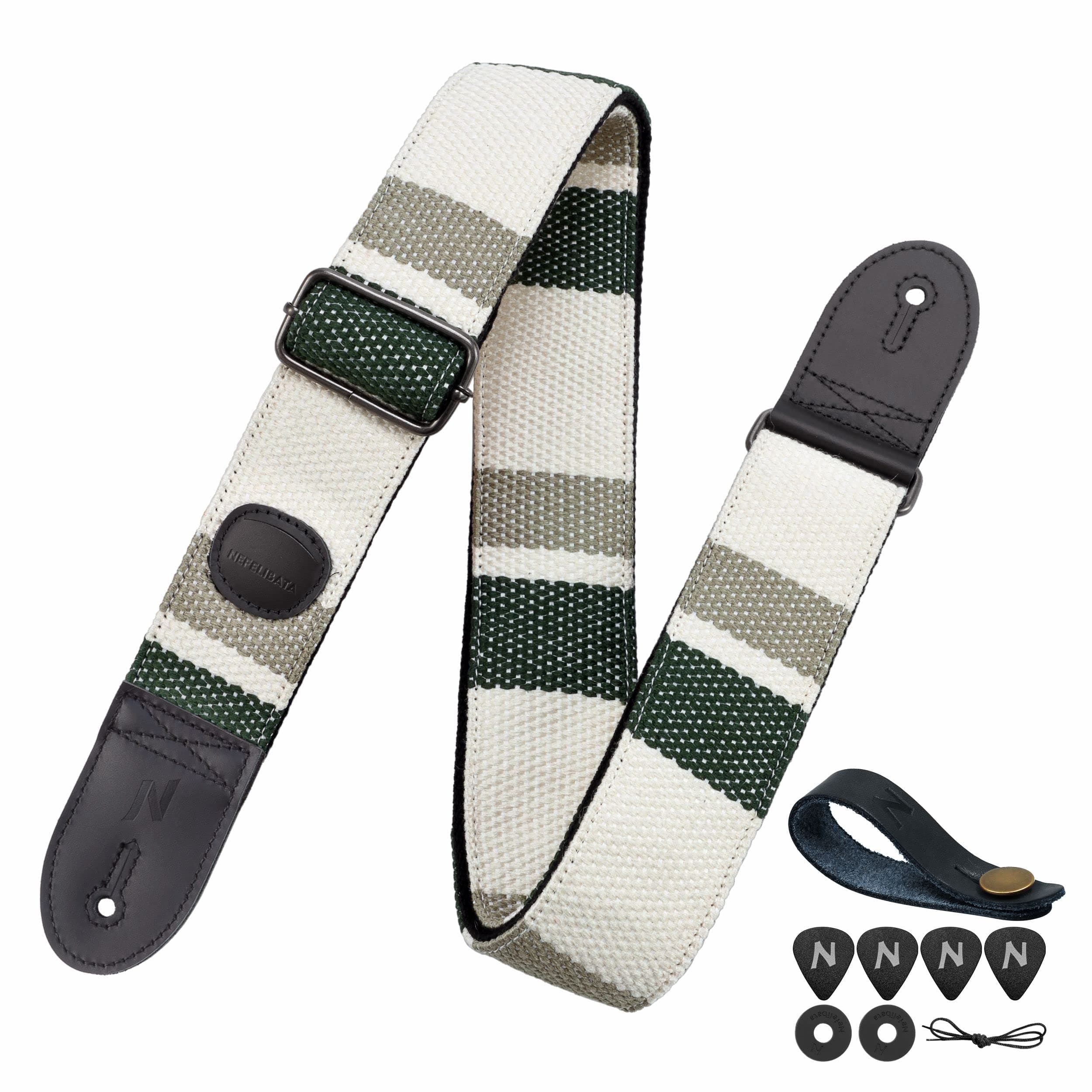 Thicker Woven Guitar Strap with Pick Pocket for Bass, Electric and Acoustic Guitars
