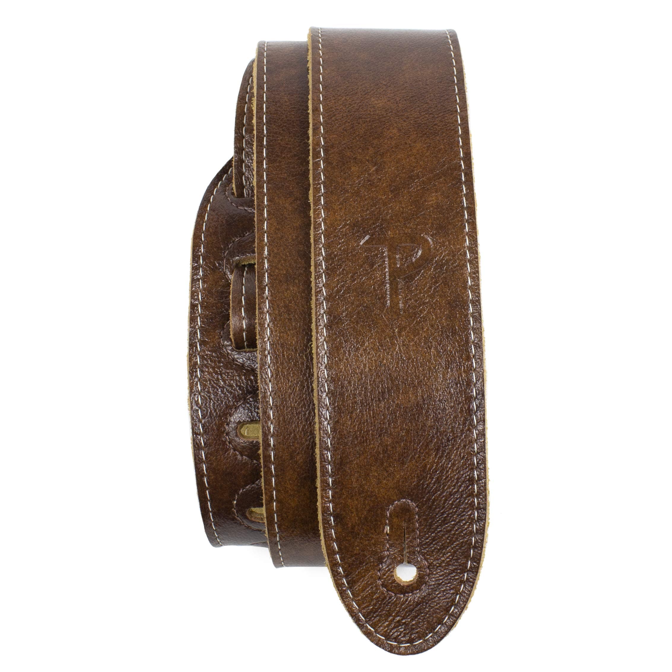 Perri's Italian Leather Guitar Strap - Soft, Adjustable, Chestnut