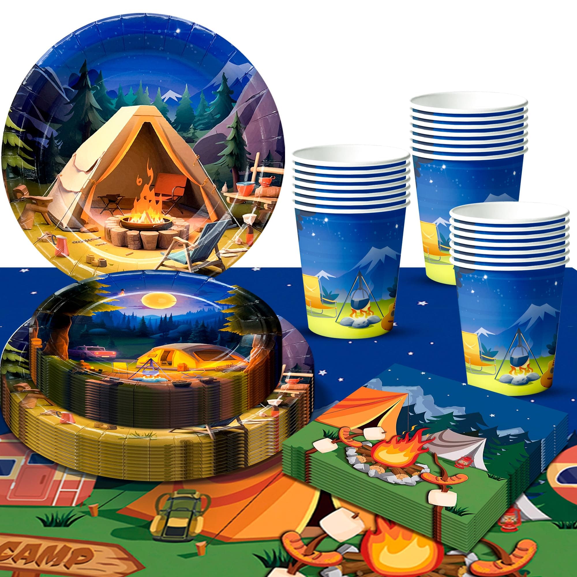 Happy Camper Camping Party Decorations Set for 20 Guests