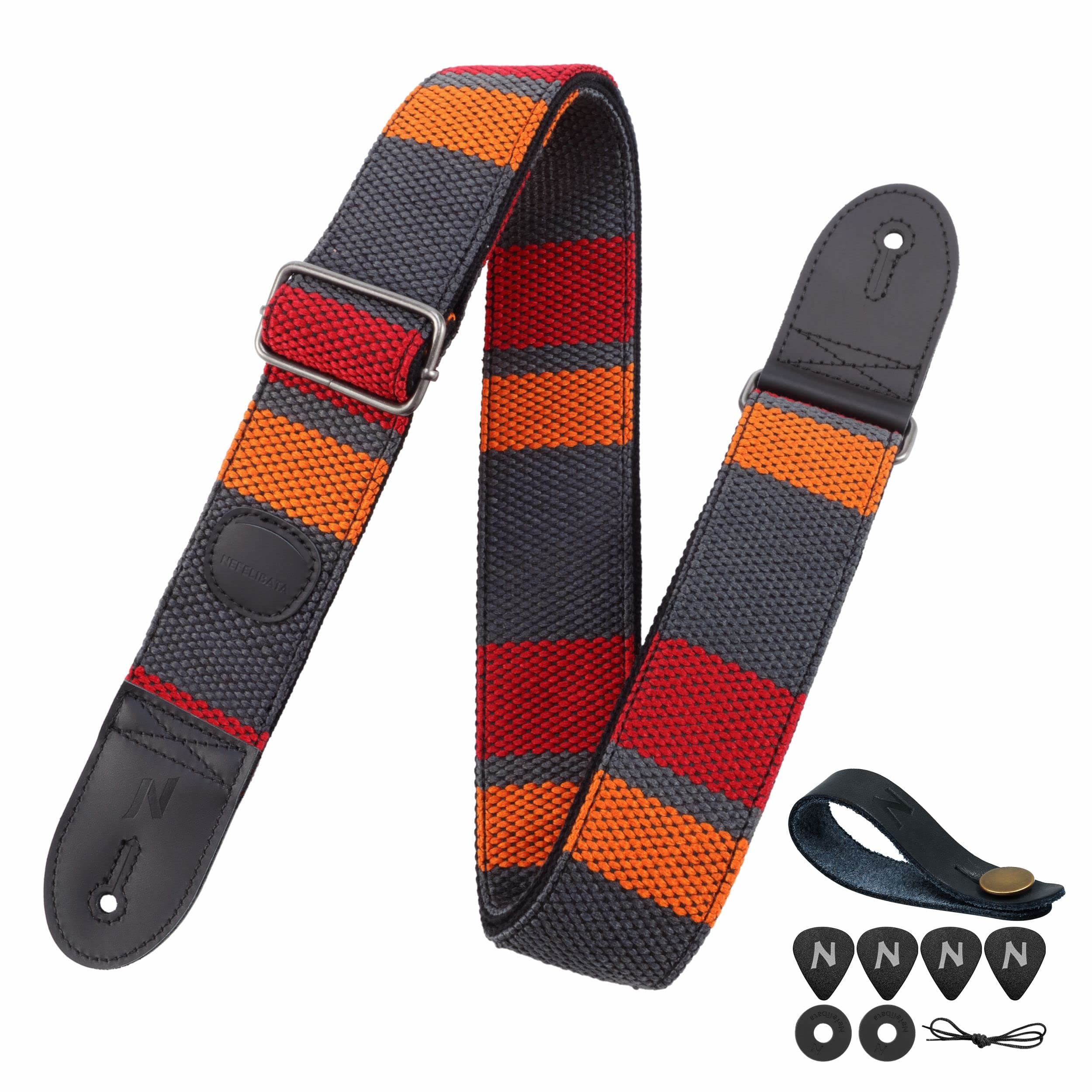 Thicker Woven Guitar Strap with Pick Pocket for Bass, Electric, and Acoustic Guitars