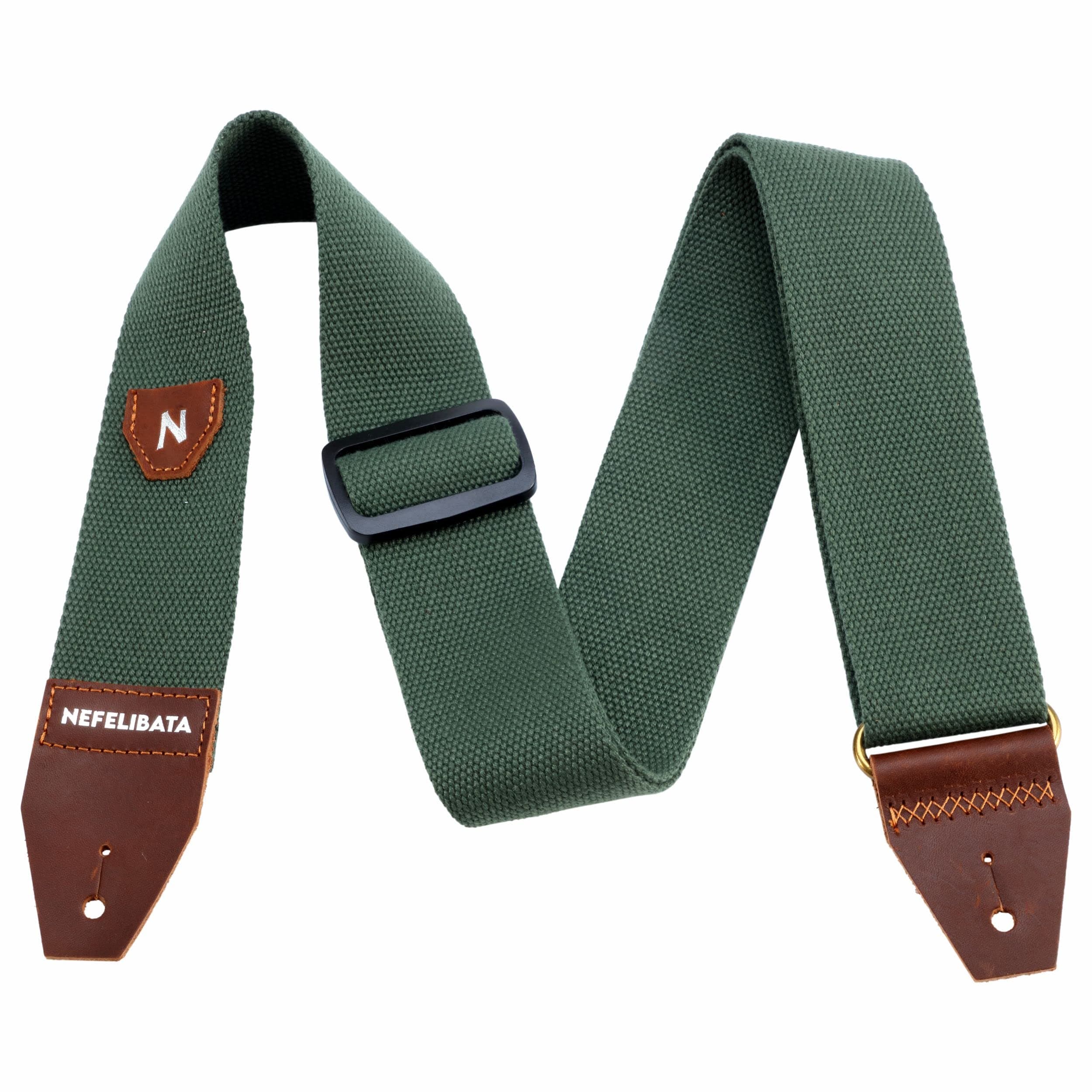 Nefelibata 100% Cotton Guitar Strap with Pick Pocket - Full Grain Leather Ends for Acoustic, Electric, and Bass Guitars - Perfect Gift for Guitarists and Kids