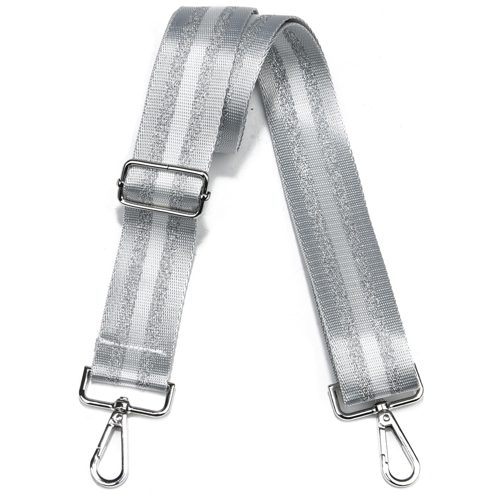Silver Hardware Wide Purse Strap for Adjustable Crossbody and Shoulder Bags
