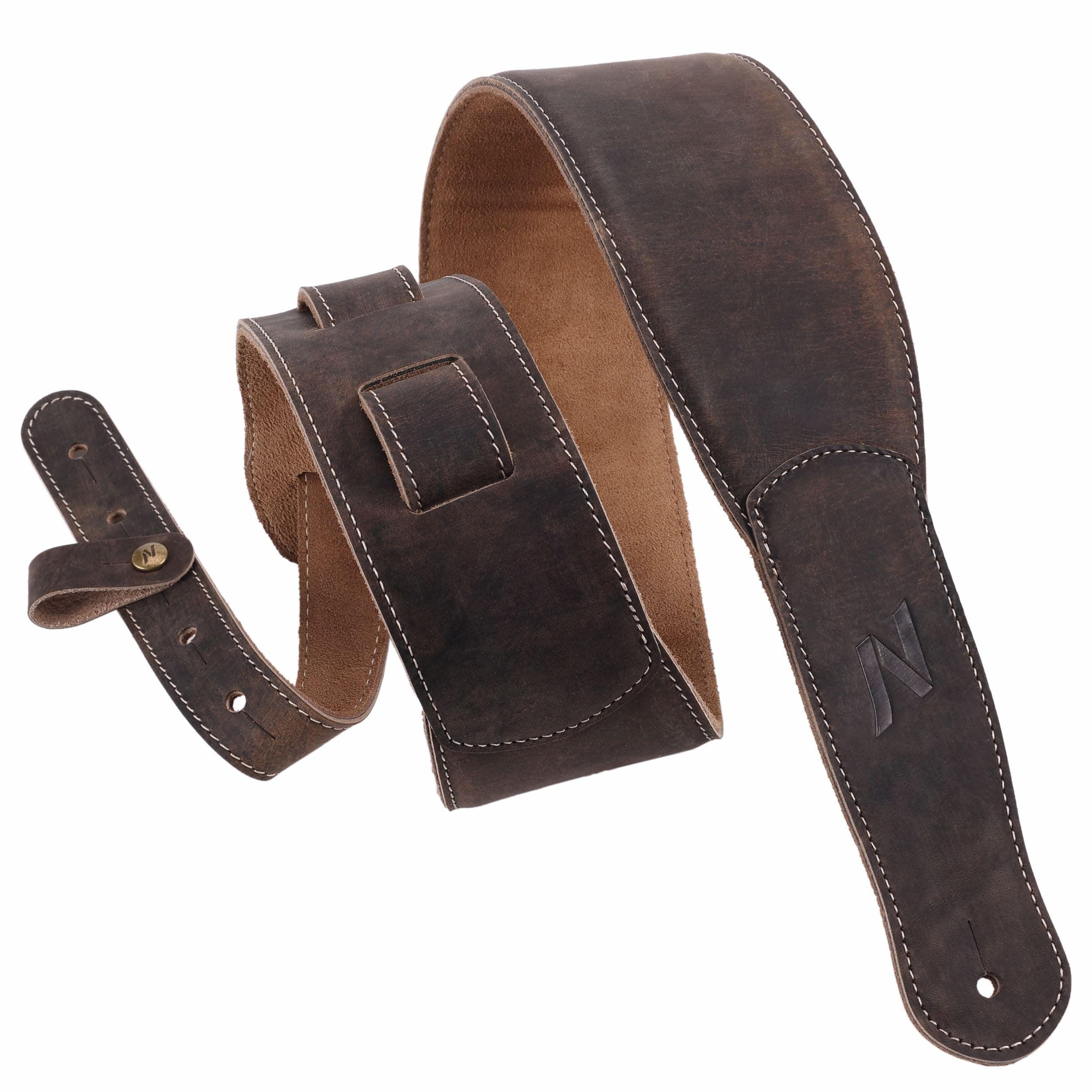 3-Inch Guitar Strap with Foam Padding and Cable Organizer for Kids, Men and Women - Chocolate Brown