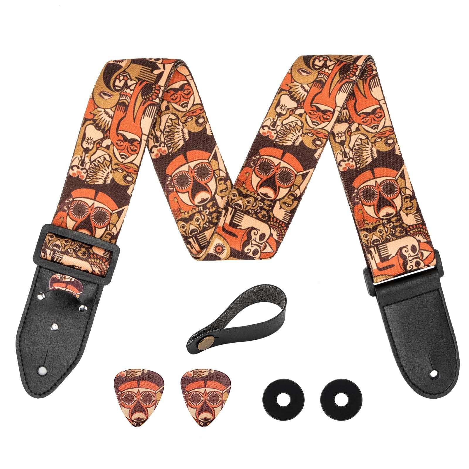 Bass, Electric & Acoustic Guitar Strap with Pick Pocket & Locks