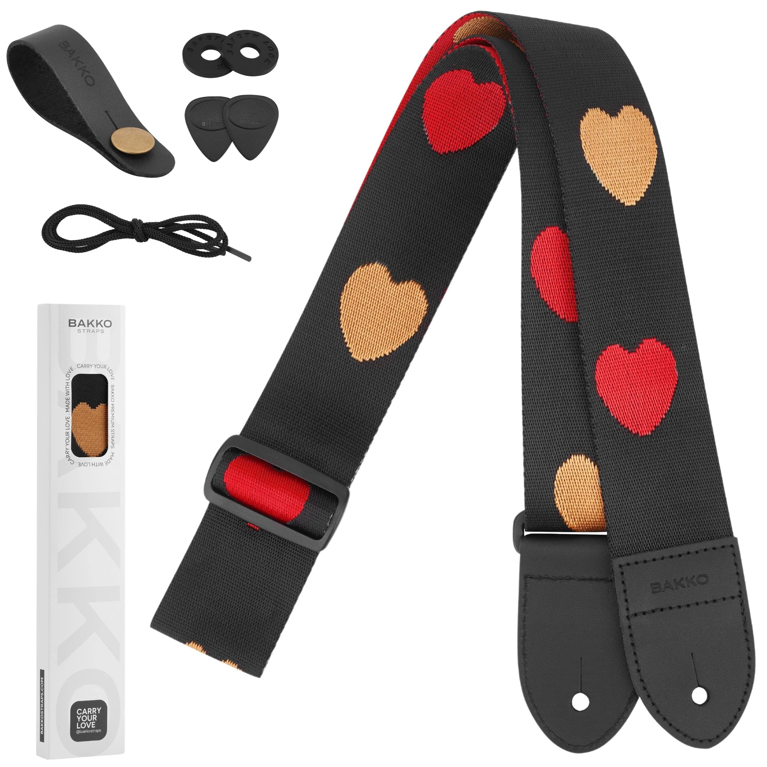 BAKKO Love-Pattern Guitar Strap for Bass, Electric & Acoustic, Perfect Gift for Kids and Guitarists