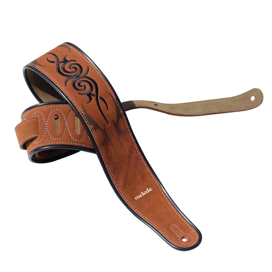 Deluxe Italian Leather Guitar Strap, Super Soft Suede, 2.5" Wide, Adjustable 43.5" to 56" — Brown