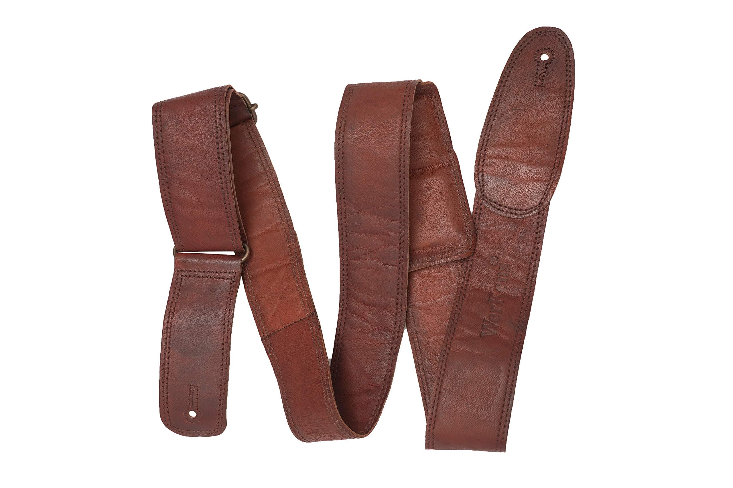 Genuine Leather Brown Padded Guitar Strap - 2 Inch Acoustic/Electric/Bass
