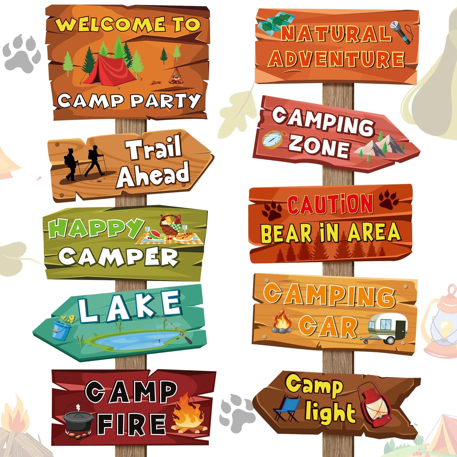 Camping Party Decorations - 20 Camping Signs for Summer Camp Theme