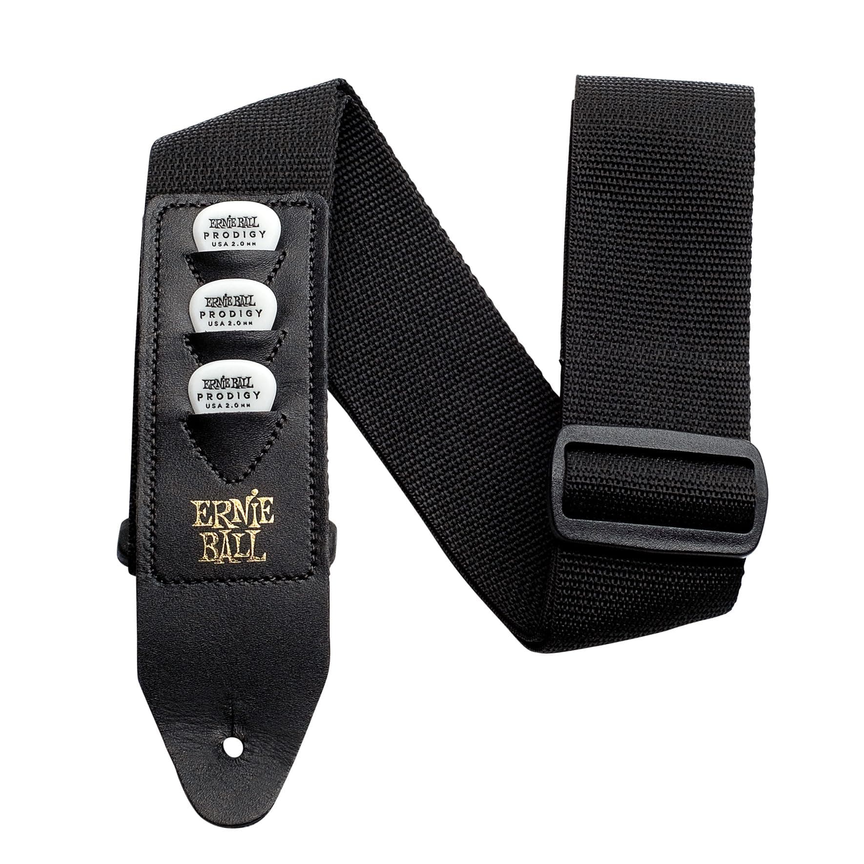 Guitar Strap with Pickholder by Ernie Ball for Black (P04039)