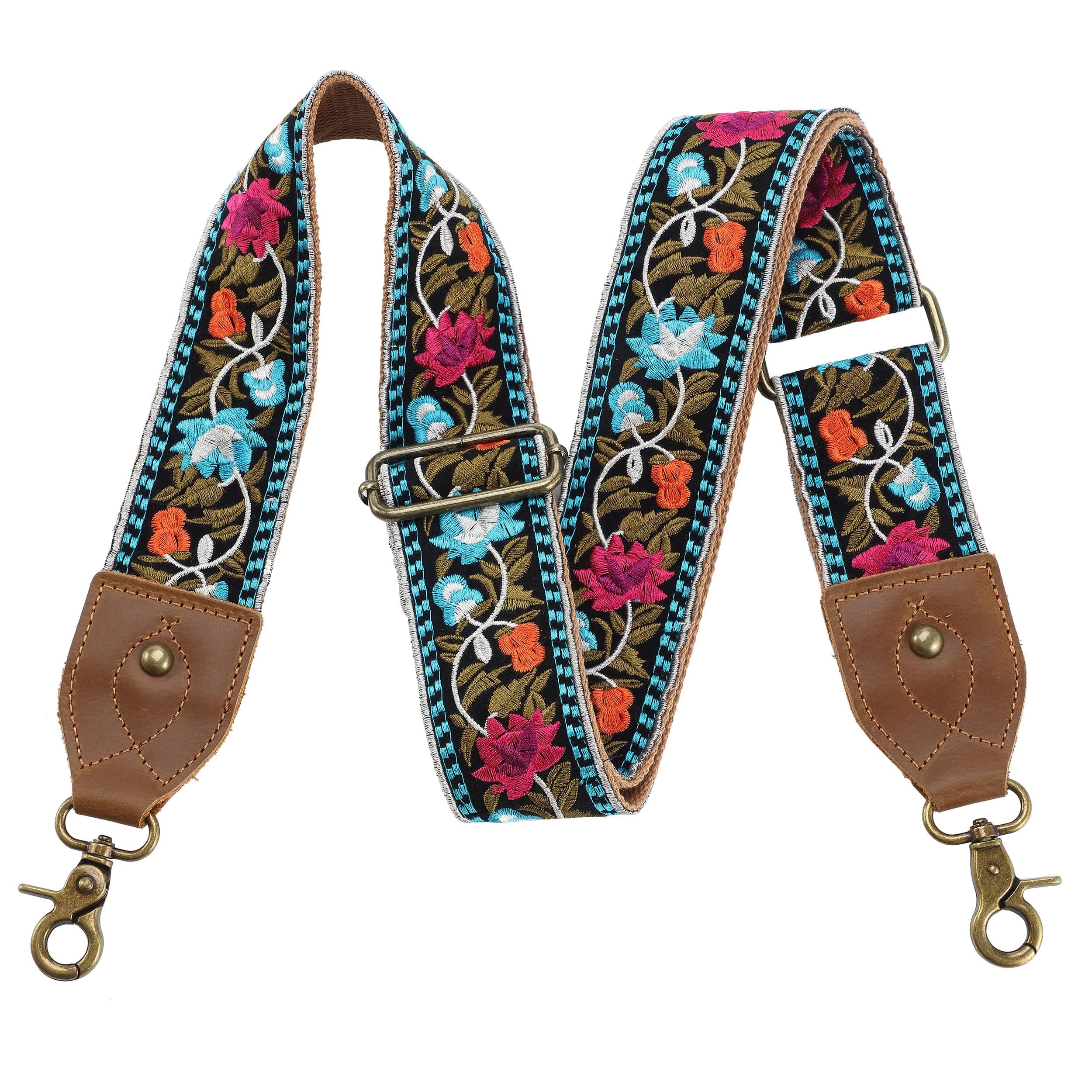 Nefelibata Purse Strap - Wide Leather Shoulder Strap with Embroidery