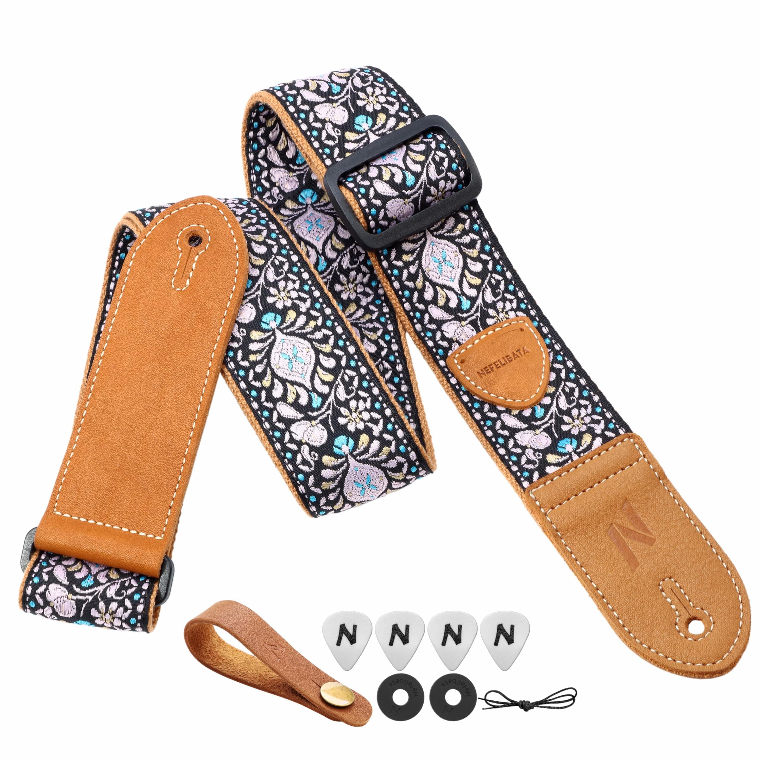 Vintage Nefelibata Guitar Strap with Free Bonuses - Best Gift for Guitarists