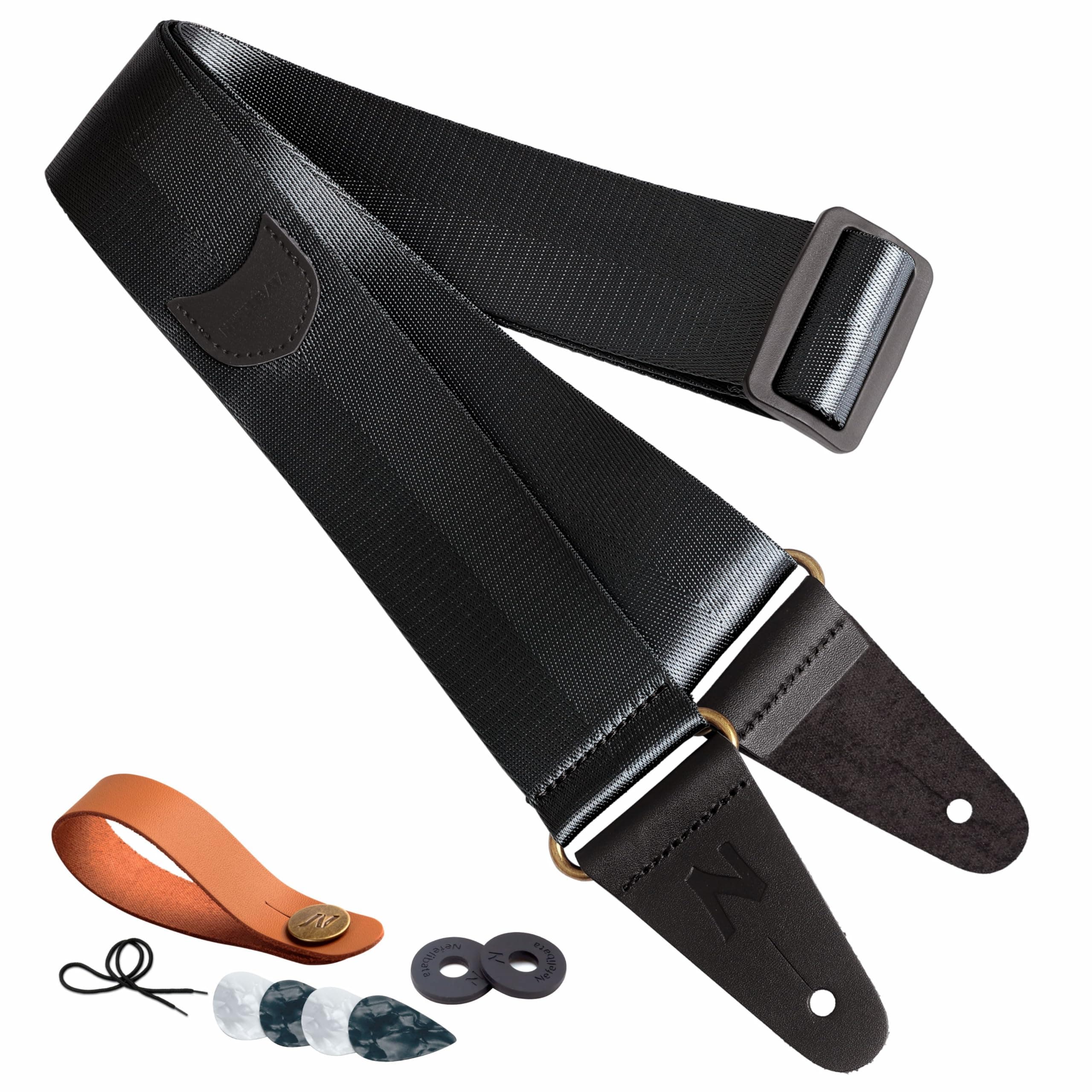 Vintage Nefelibata Guitar Strap with Pick Pocket for Bass, Electric & Acoustic Guitars