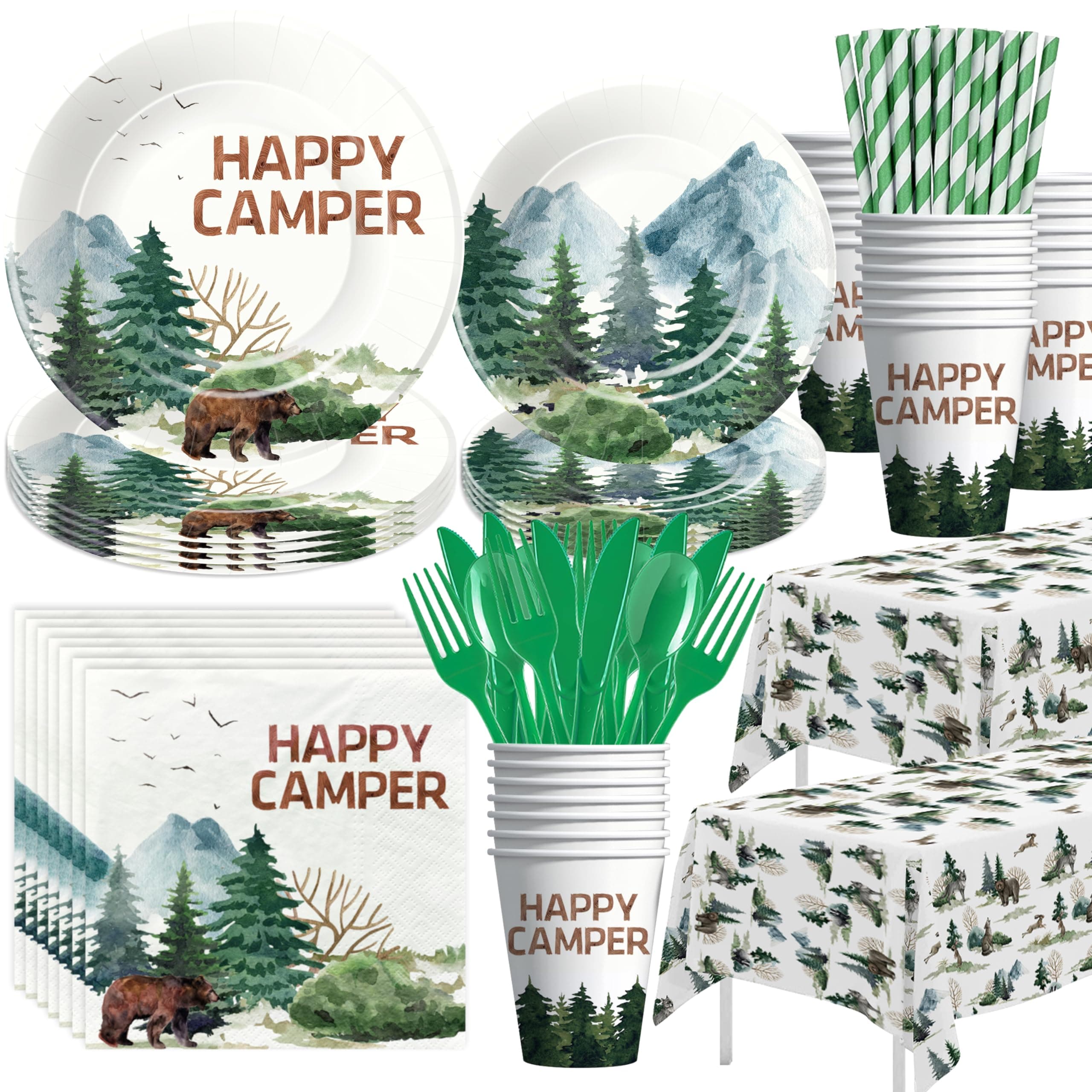 Happy Camper Party Supplies - Serve 24
