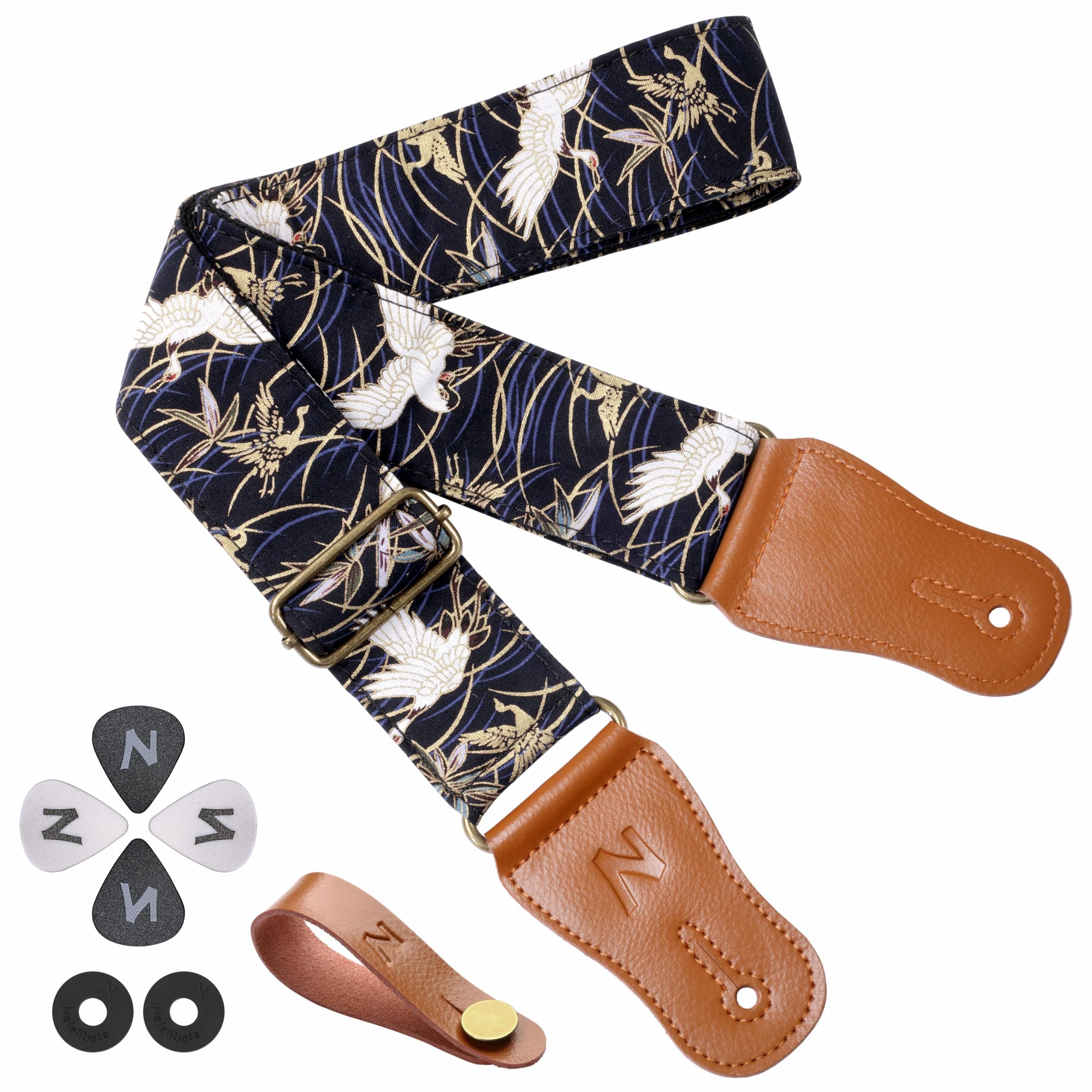 Cotton Guitar Strap with Accessories for Acoustic Guitar and Ukulele