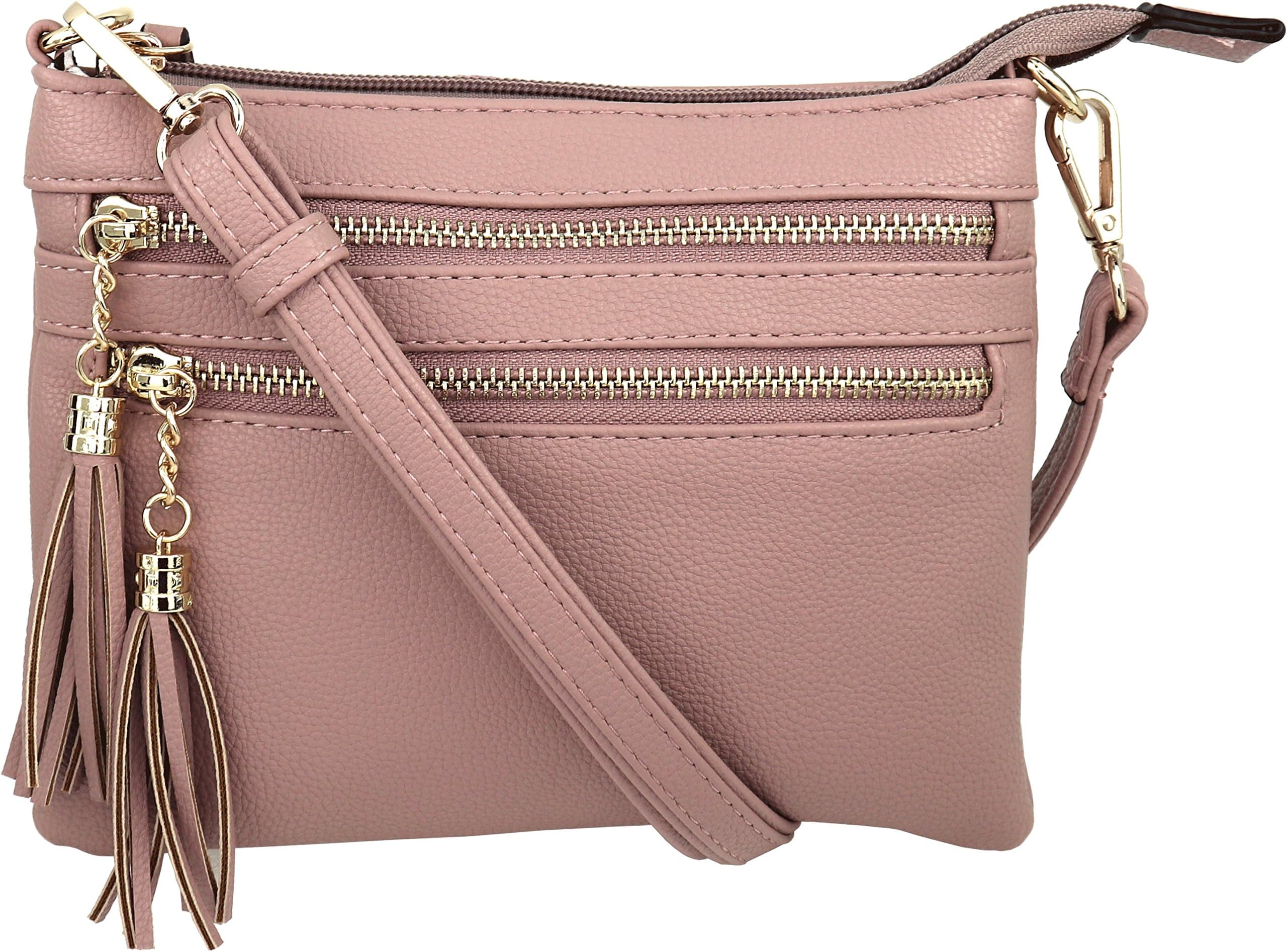 B Bretnano Vegan Mini Crossbody Purse with Tassel Accents