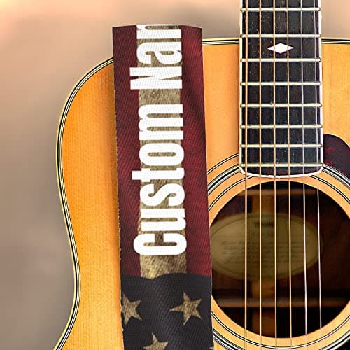 Custom Personalized American Flag Guitar Strap - Bass Electric Acoustic