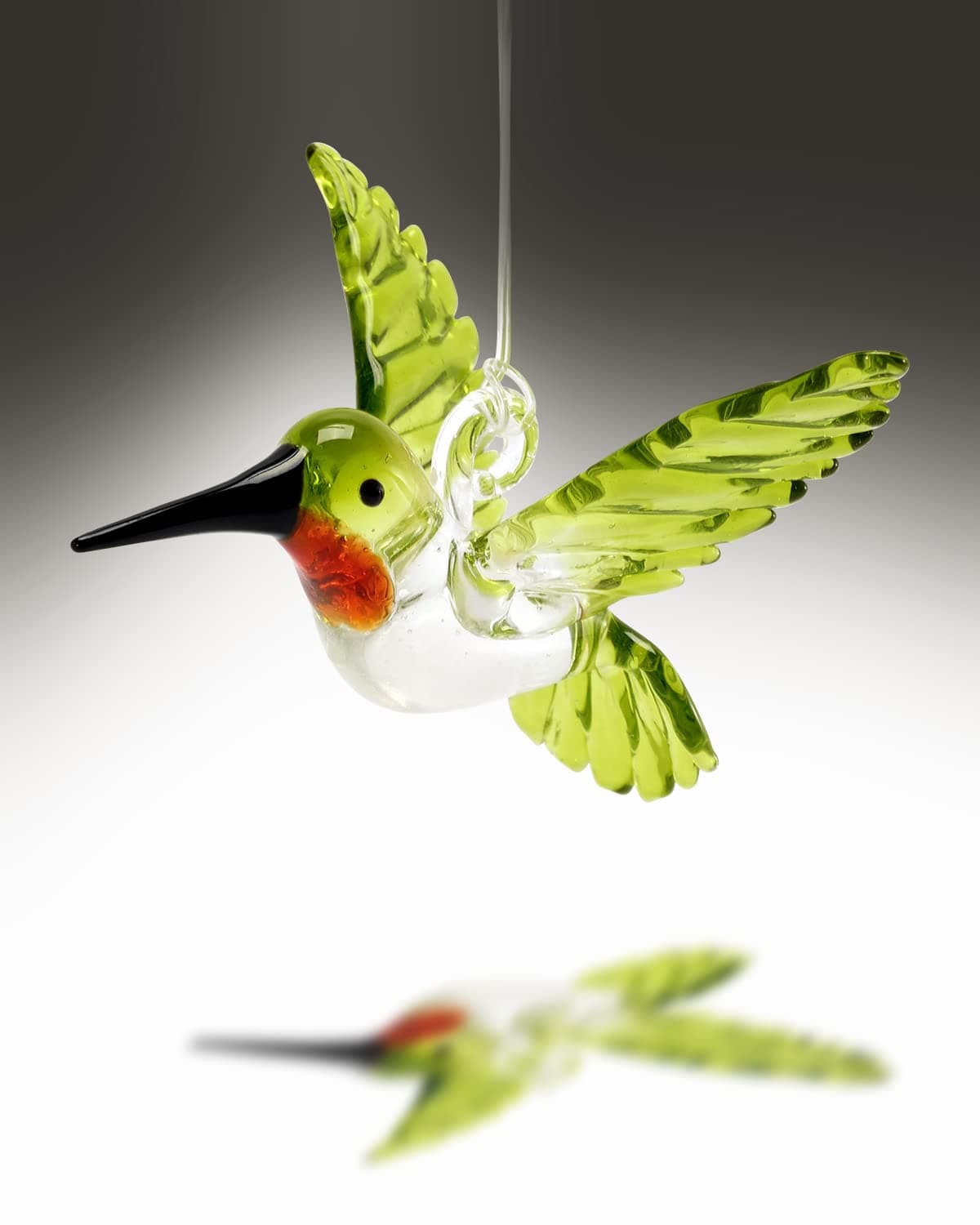 Green Glass Hummingbird Ornament for Bird Lovers