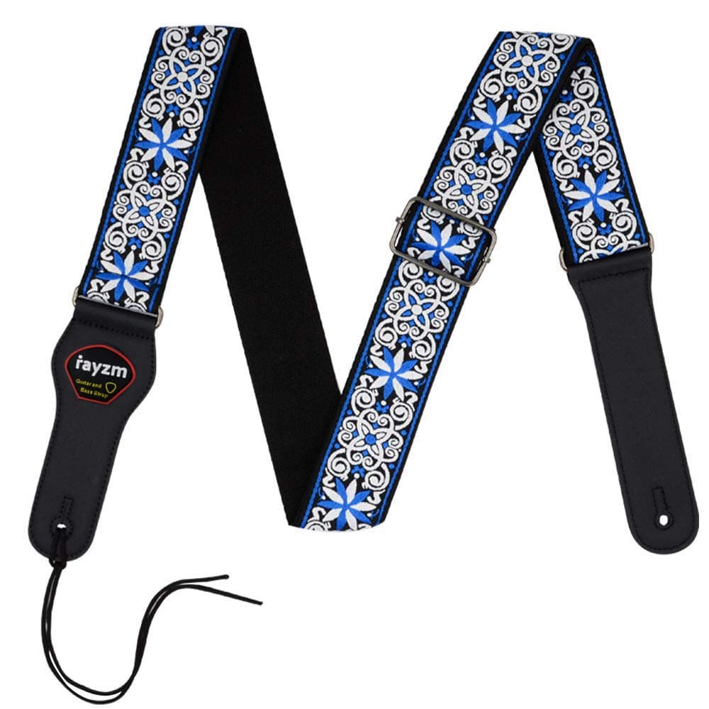 Embroidered Guitar Strap with Picks Pocket