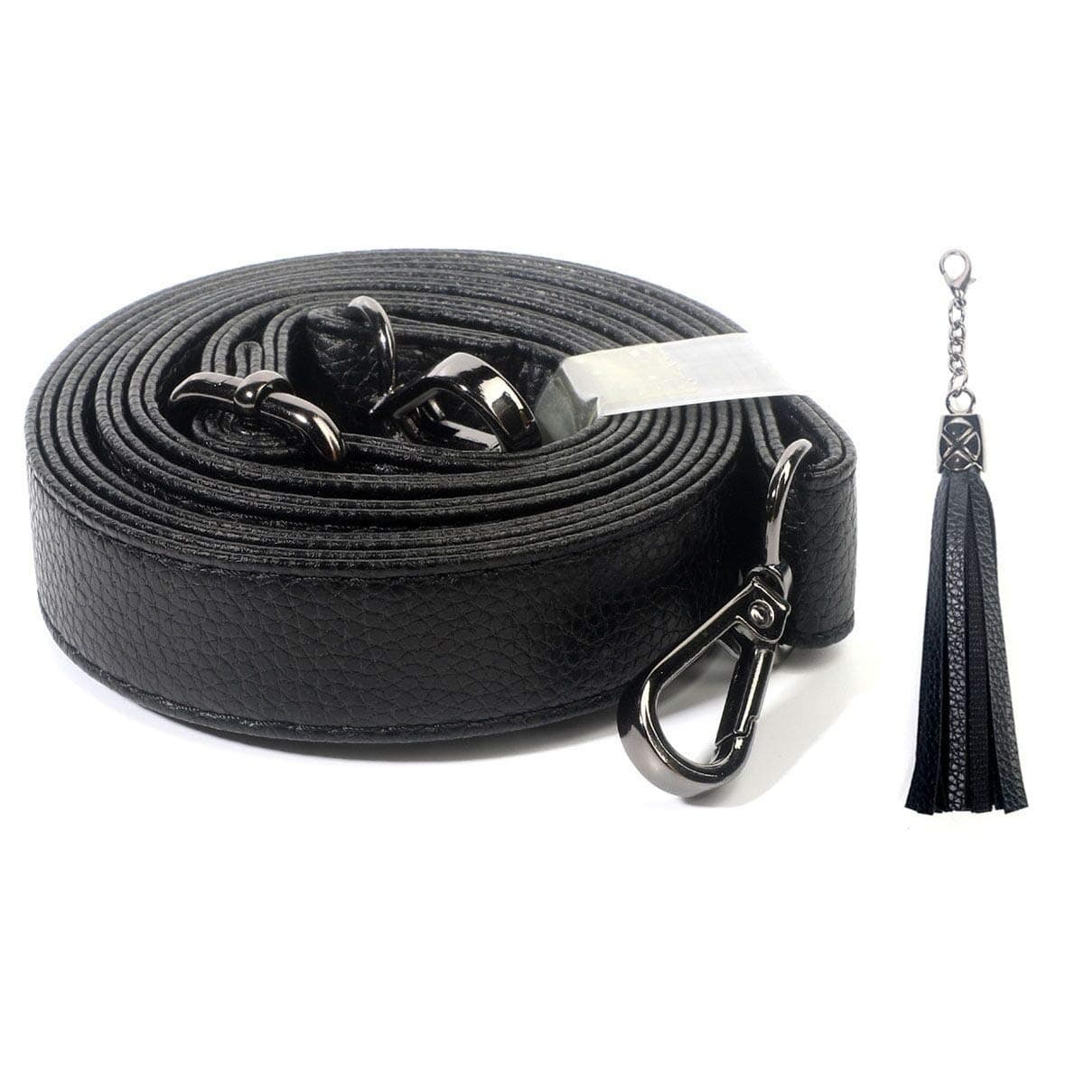 Beaulegan Purse Strap Replacement - Full Grain Microfiber Leather, 59 Inch Adjustable Black/Gunmetal