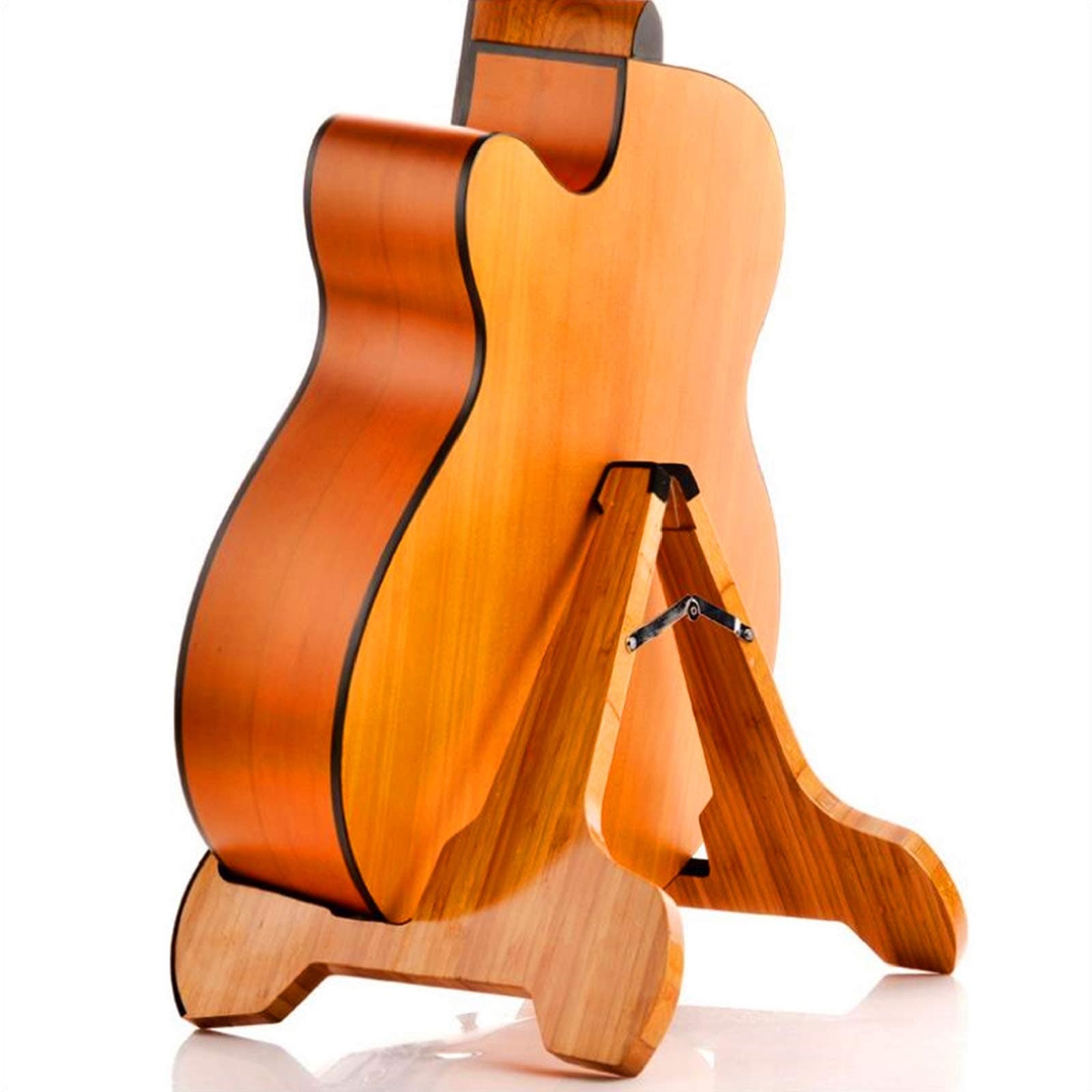 Miwayer Real Bamboo A-Frame Guitar Stand with Soft Leather Protection