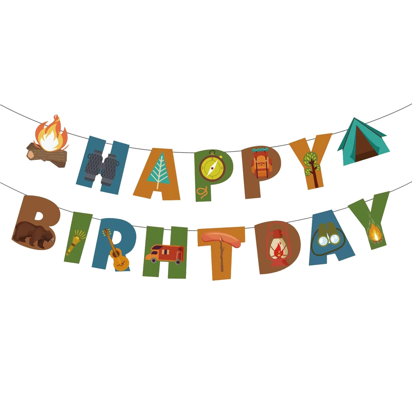Happy Birthday Campfire Tent Oil Lamp Banner
